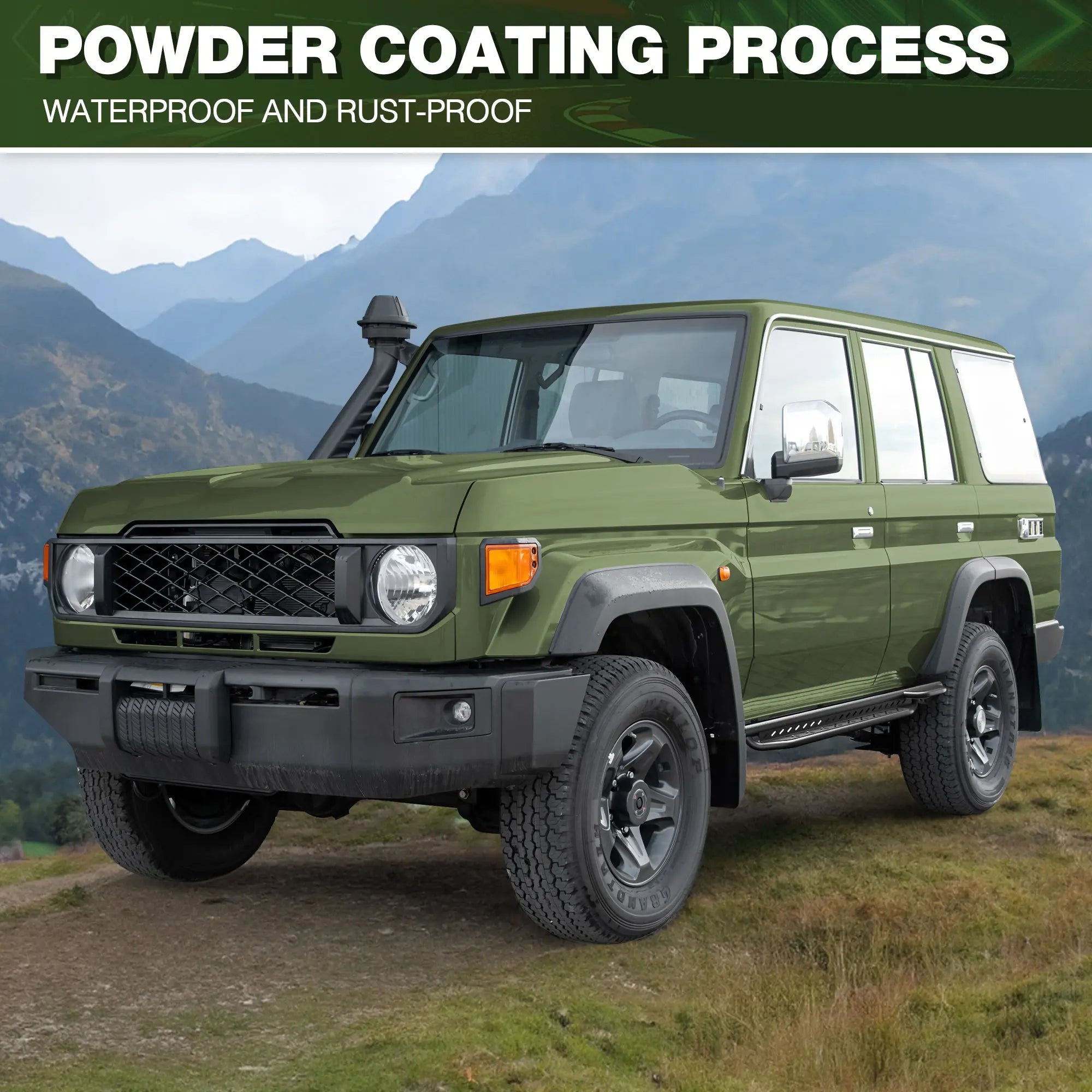 Running Boards for 2007-2023 Toyota Land Cruiser LC76 | Single-Step Side Steps, Heavy-Duty Carbon Steel, 550 lbs Load Capacity nadiaauto