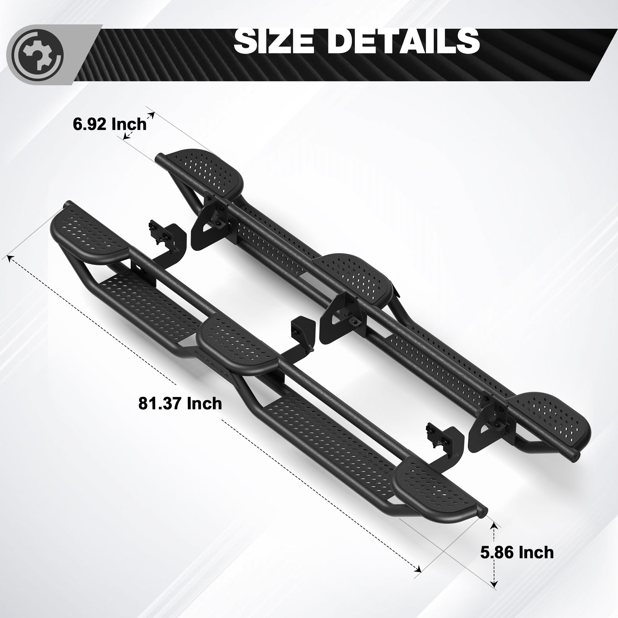 Running Boards for 2009-2014 Ford F-150 SuperCrew (4-Door) | 3-Step Side Steps, Heavy-Duty Carbon Steel, 550 lbs Load Capacity, Anti-Slip Nerf Bars