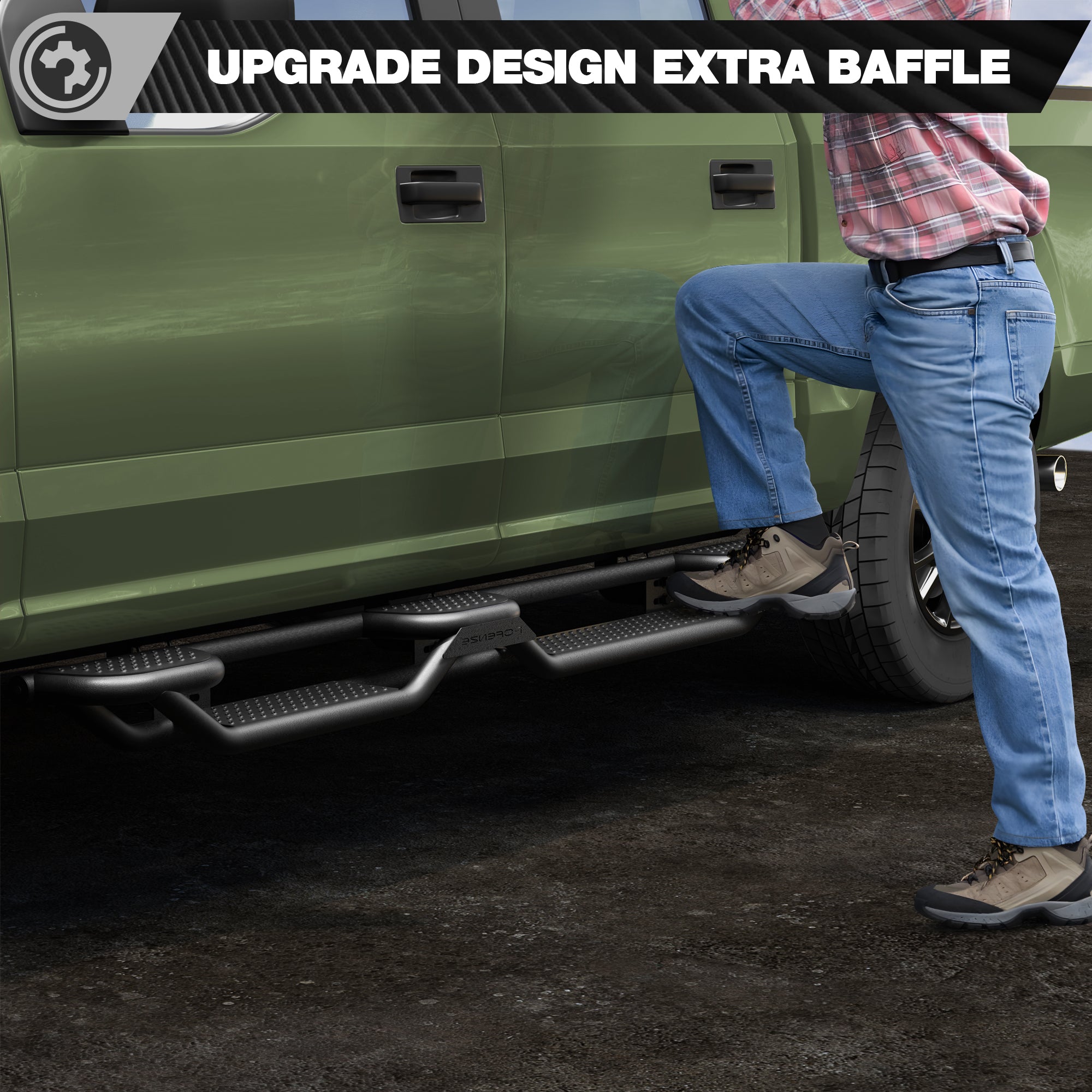 Running Boards for 2009-2014 Ford F-150 SuperCrew (4-Door) | 3-Step Side Steps, Heavy-Duty Carbon Steel, 550 lbs Load Capacity, Anti-Slip Nerf Bars