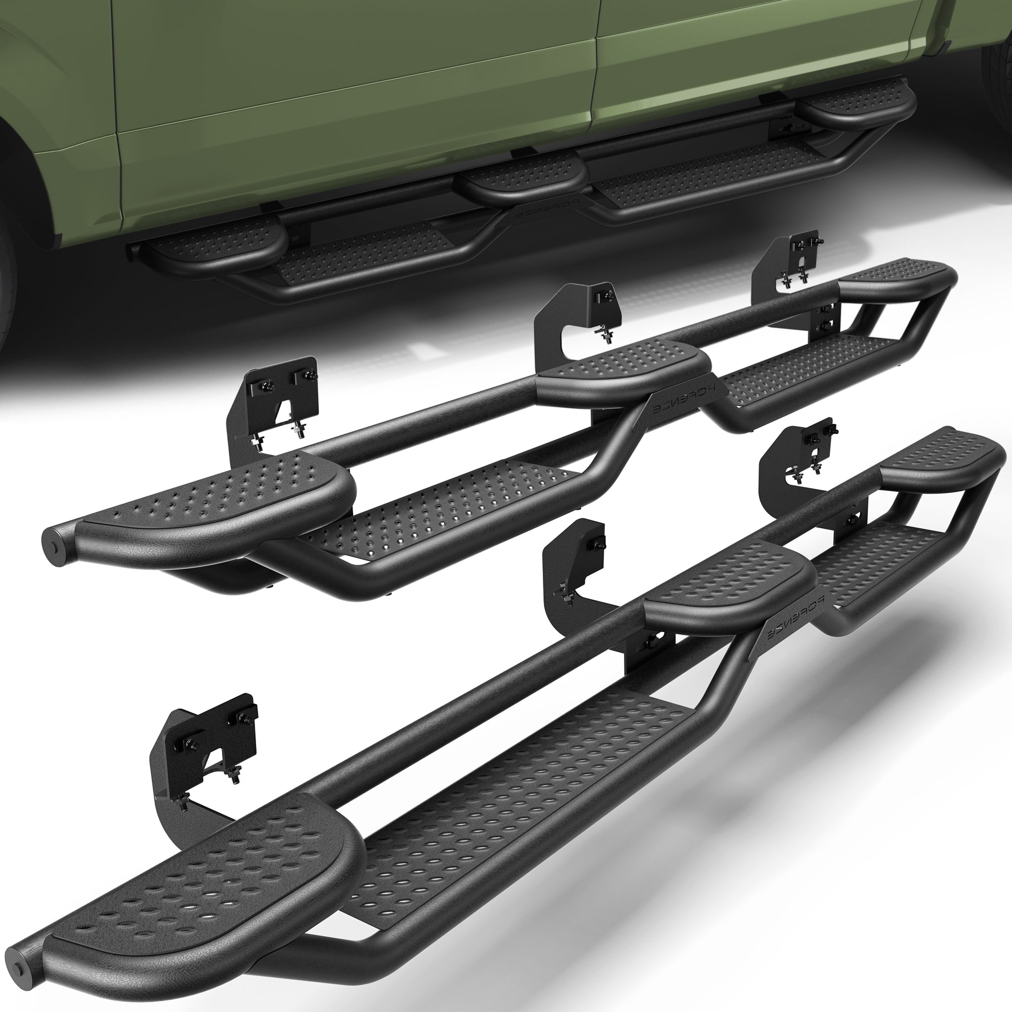 Running Boards for 2009-2014 Ford F-150 SuperCrew (4-Door) | 3-Step Side Steps, Heavy-Duty Carbon Steel, 550 lbs Load Capacity, Anti-Slip Nerf Bars