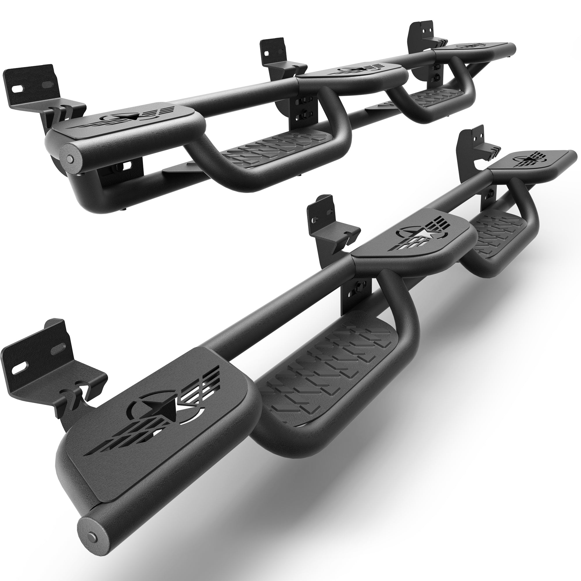 Running Boards for 2009-2018 Ram 1500 Quad Cab | Wide 3-Step Nerf Bars, Heavy-Duty Carbon Steel, 550 lbs Load Capacity, Anti-Slip Side Steps