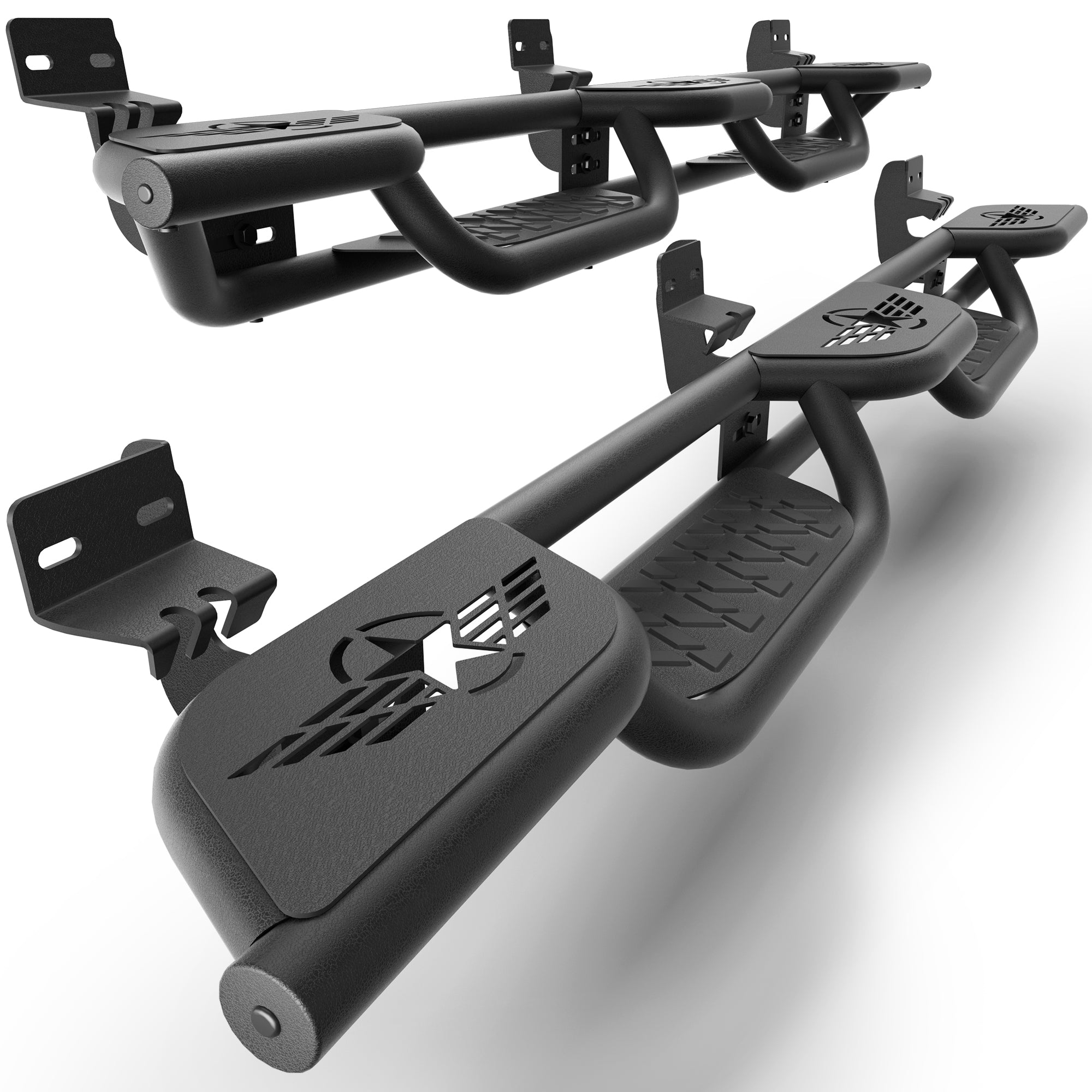 Running Boards for 2009-2018 Ram 1500 Quad Cab | Wide 3-Step Nerf Bars, Heavy-Duty Carbon Steel, 550 lbs Load Capacity, Anti-Slip Side Steps