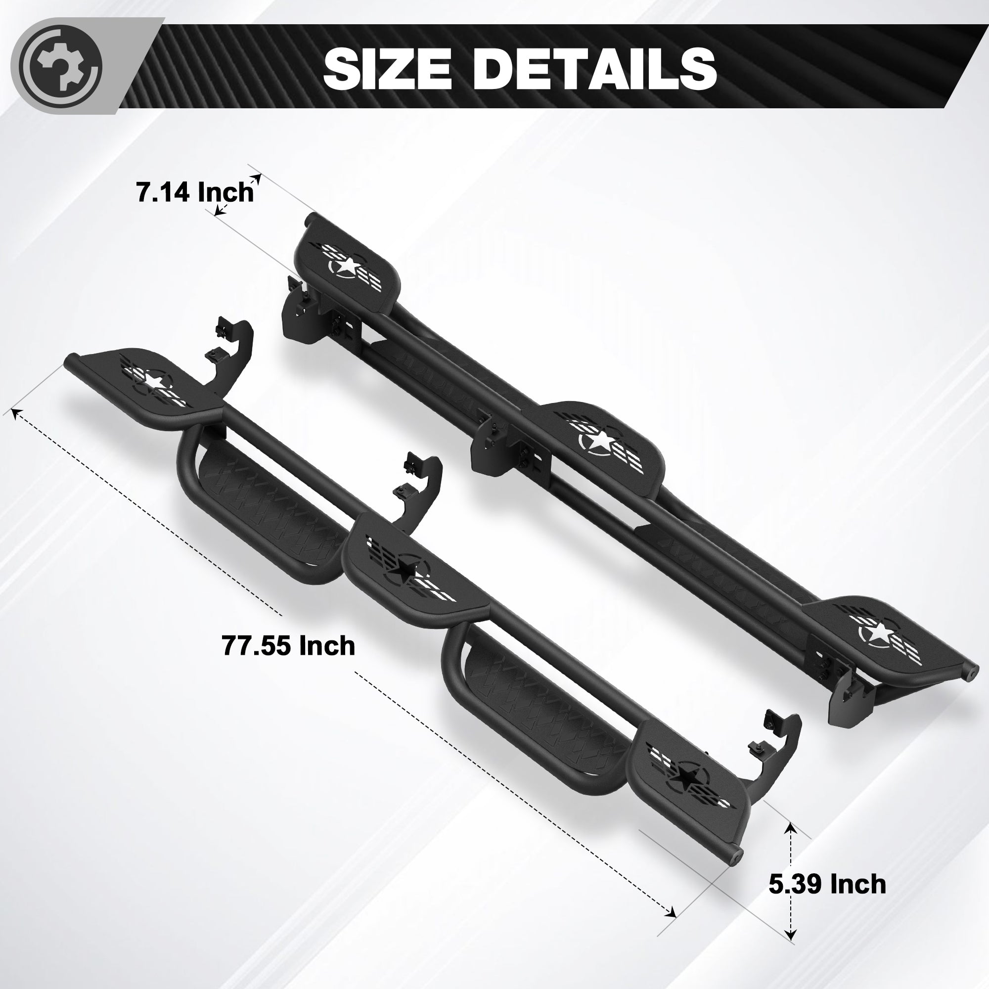 Running Boards for 2015-2026 Chevy Colorado & GMC Canyon Crew Cab | Wide 3-Step Nerf Bars, Heavy-Duty Carbon Steel, 550 lbs Load Capacity, Anti-Slip Side Steps
