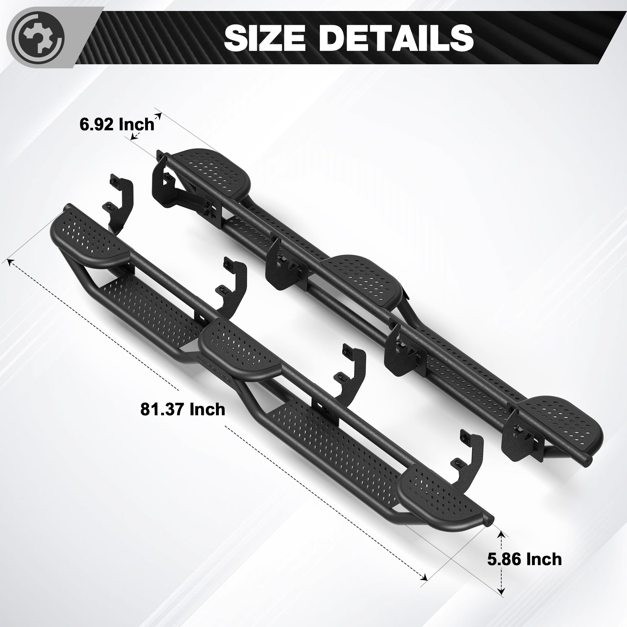 Running Boards for 2019-2025 Chevy Silverado & GMC Sierra Crew Cab | Fits 1500, 2500HD & 3500HD | 3-Step Side Steps, Heavy-Duty Carbon Steel, 550 lbs Load Capacity