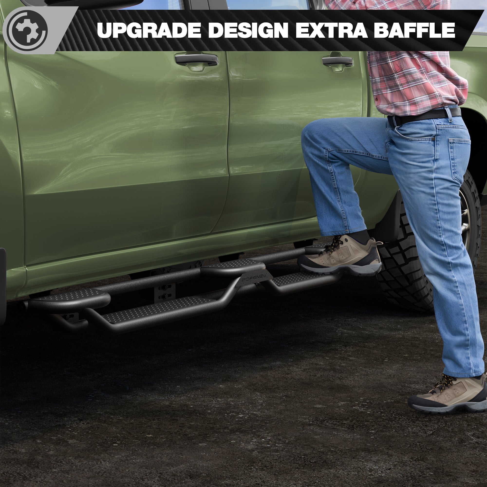 Running Boards for 2019-2025 Chevy Silverado & GMC Sierra Crew Cab | Fits 1500, 2500HD & 3500HD | 3-Step Side Steps, Heavy-Duty Carbon Steel, 550 lbs Load Capacity