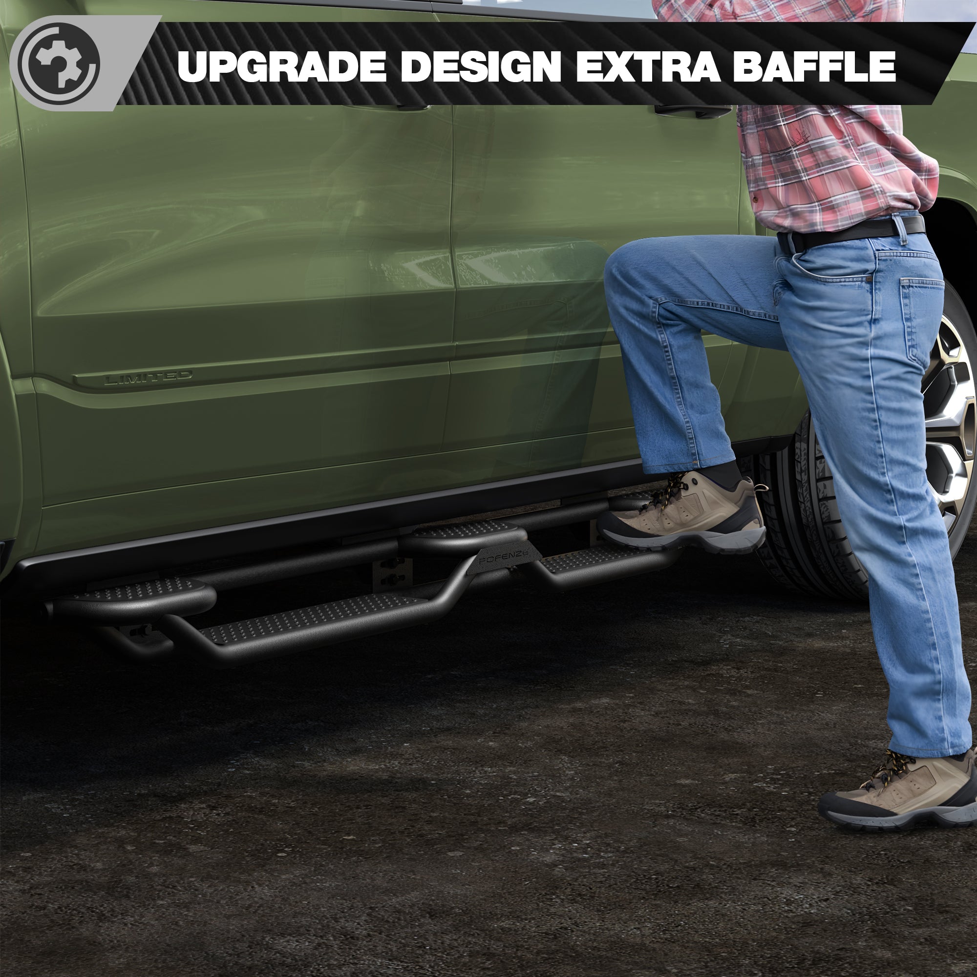 Running Boards for 2019-2026 Ram 1500 Crew Cab | 3-Step Side Steps, Heavy-Duty Carbon Steel, 550 lbs Load Capacity, Anti-Slip Nerf Bars