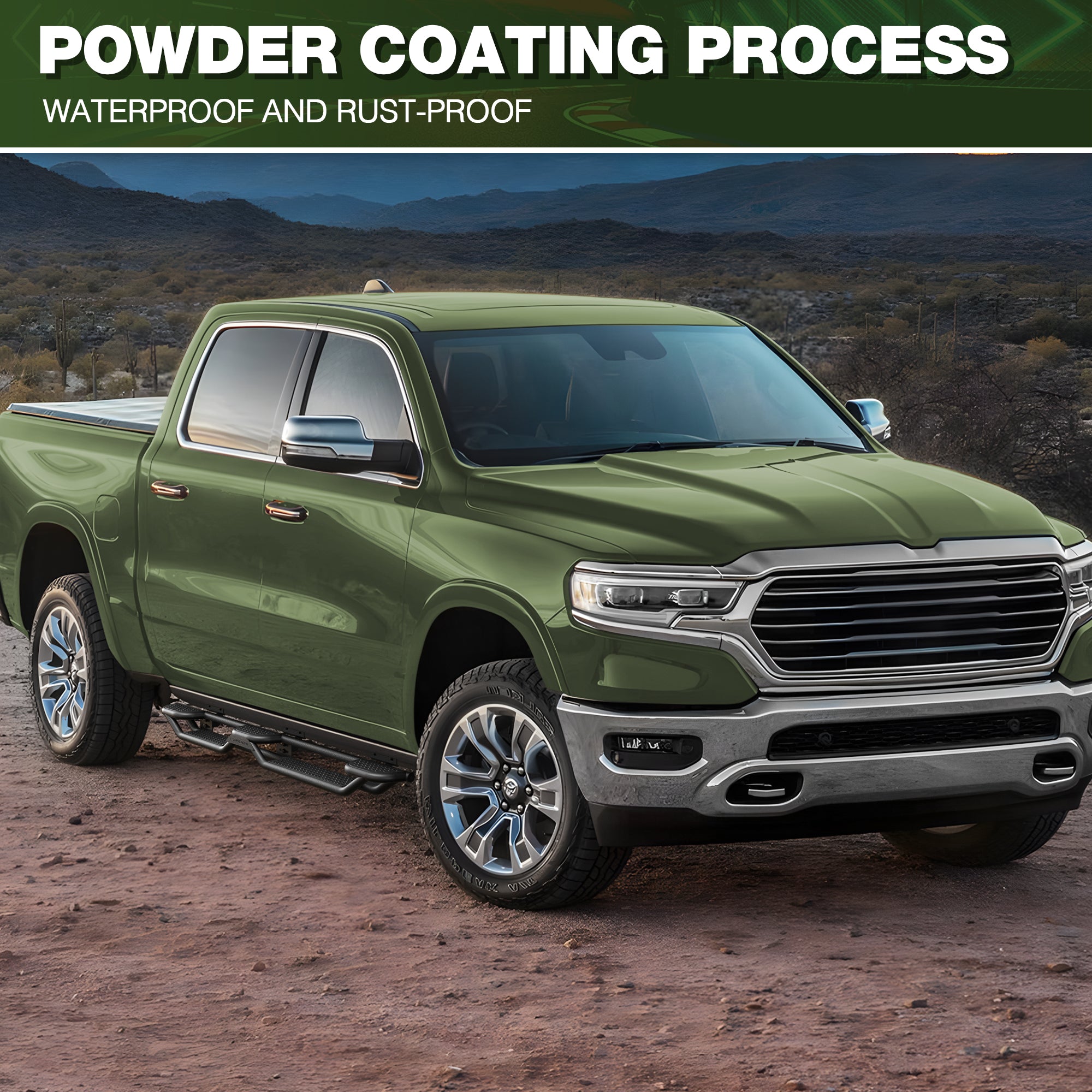 Running Boards for 2019-2026 Ram 1500 Crew Cab | 3-Step Side Steps, Heavy-Duty Carbon Steel, 550 lbs Load Capacity, Anti-Slip Nerf Bars
