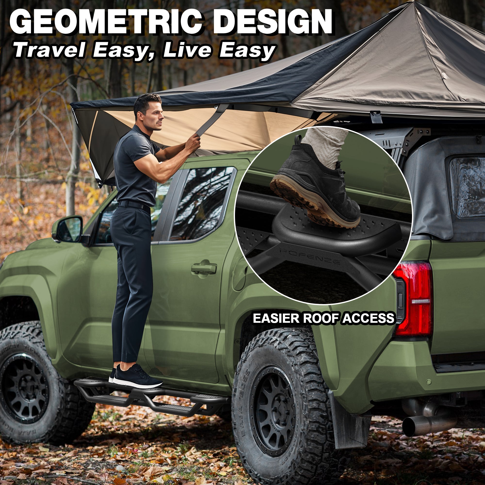 Running Boards for 2019-2026 Ram 1500 Crew Cab | 3-Step Side Steps, Heavy-Duty Carbon Steel, 550 lbs Load Capacity, Anti-Slip Nerf Bars