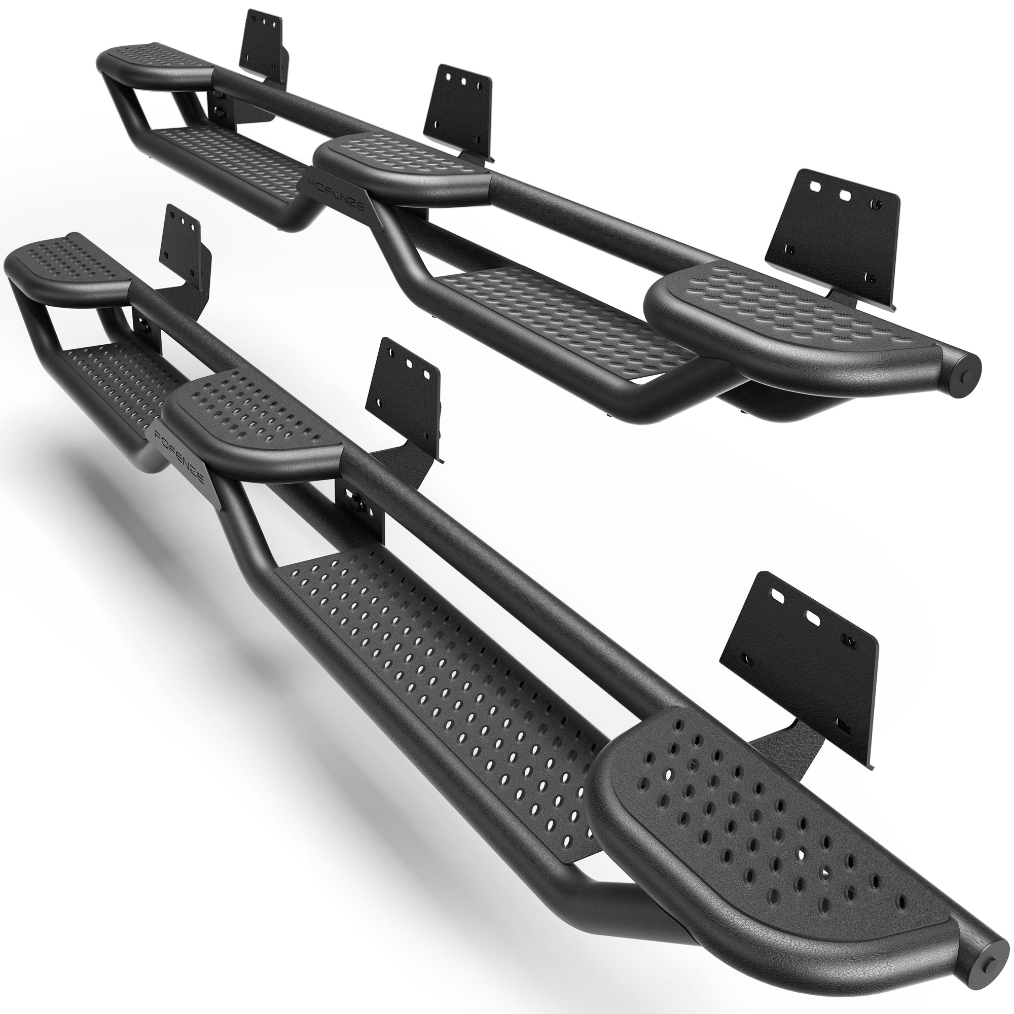 Running Boards for 2009-2018 Ram 1500 Quad Cab | 3-Step Side Steps, Heavy-Duty Carbon Steel, 550 lbs Load Capacity, Anti-Slip Nerf Bars