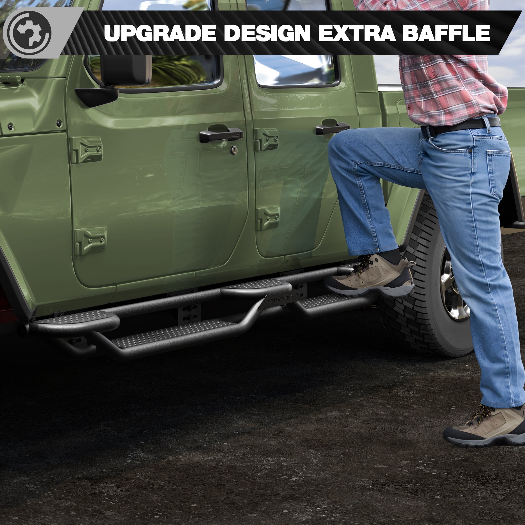 Running Boards for 2020-2026 Jeep Gladiator JT (4-Door) | 3-Step Side Steps, Heavy-Duty Carbon Steel, 550 lbs Load Capacity