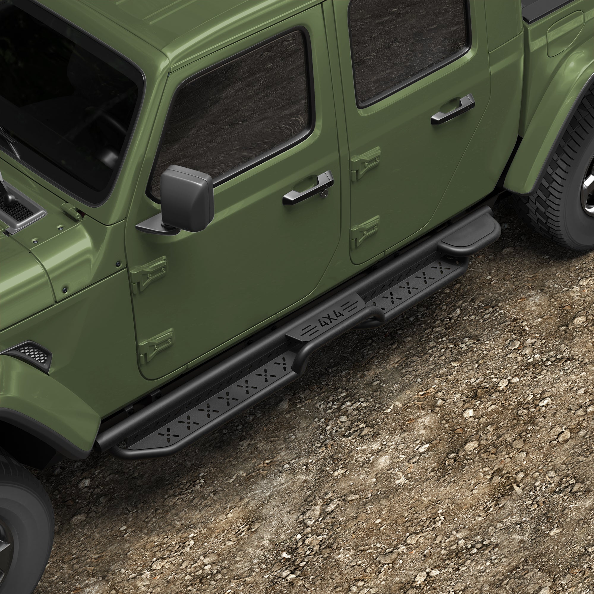 Running Boards for 2020-2026 Jeep Gladiator JT (4-Door) | 2-Step Side Steps, Heavy-Duty Carbon Steel, 550 lbs Load Capacity