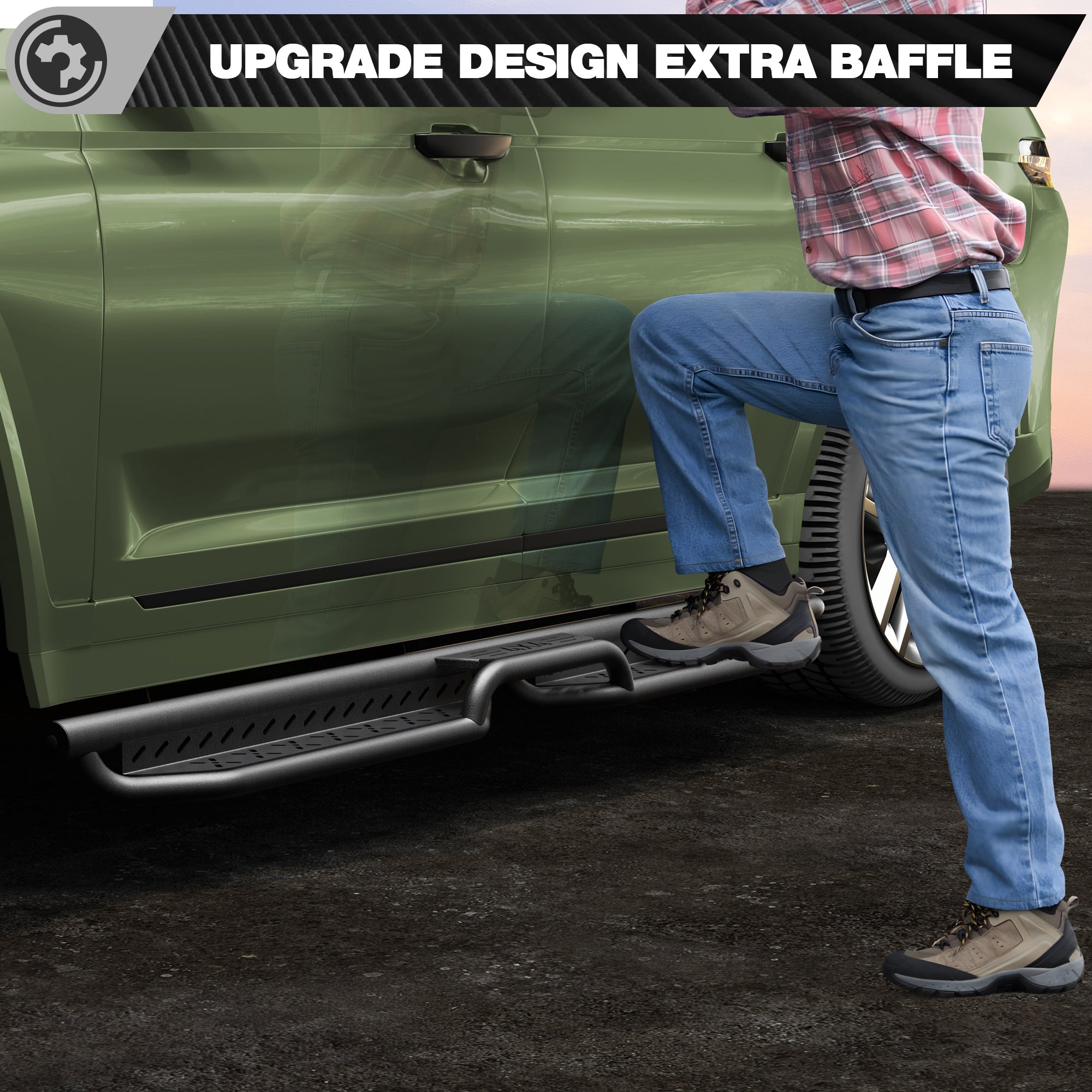 Running Boards for 2021-2026 Jeep Grand Cherokee L (3-Row) | 2-Step Side Steps, Heavy-Duty Carbon Steel, 550 lbs Load Capacity