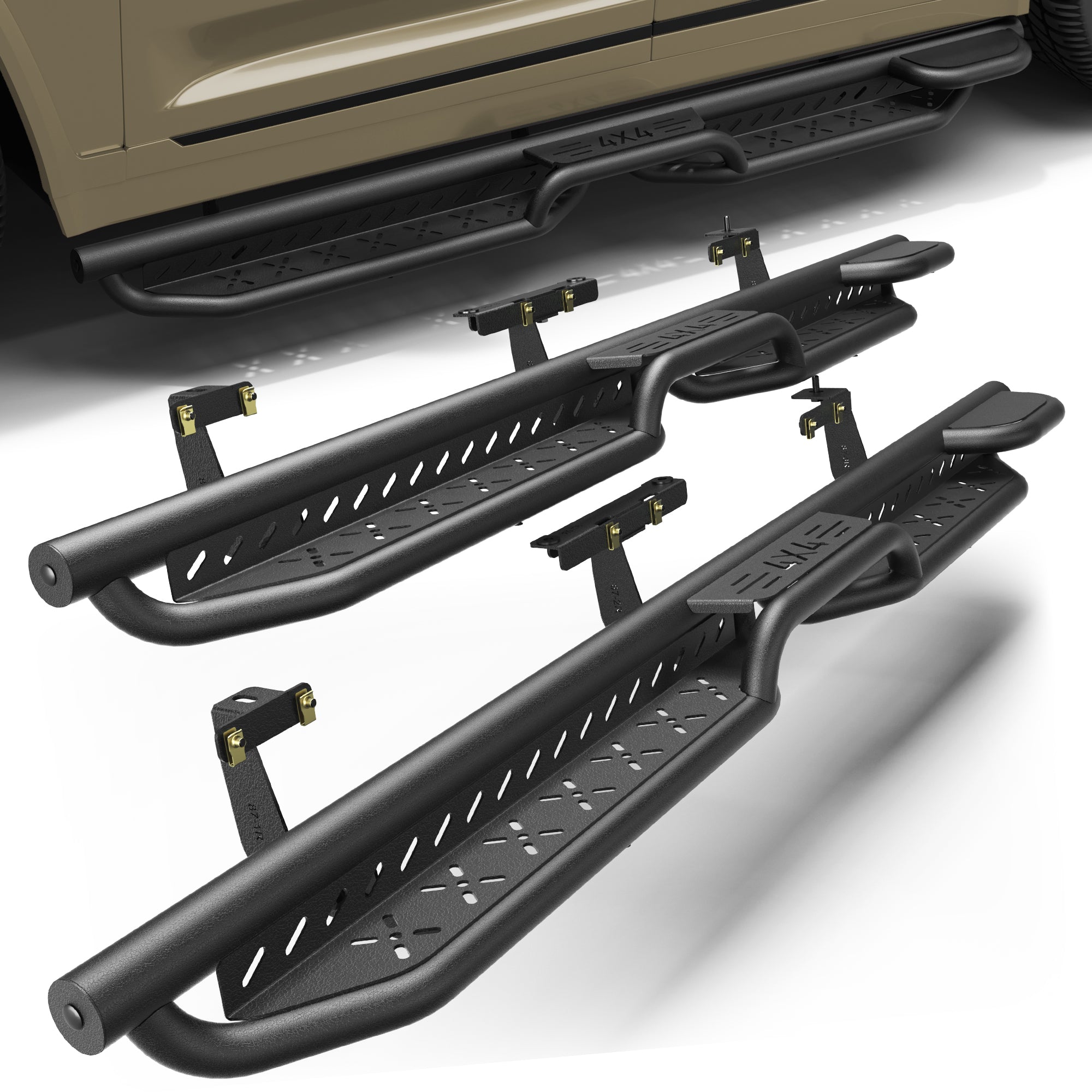 Running Boards for 2021-2026 Jeep Grand Cherokee L (3-Row) | 2-Step Side Steps, Heavy-Duty Carbon Steel, 550 lbs Load Capacity
