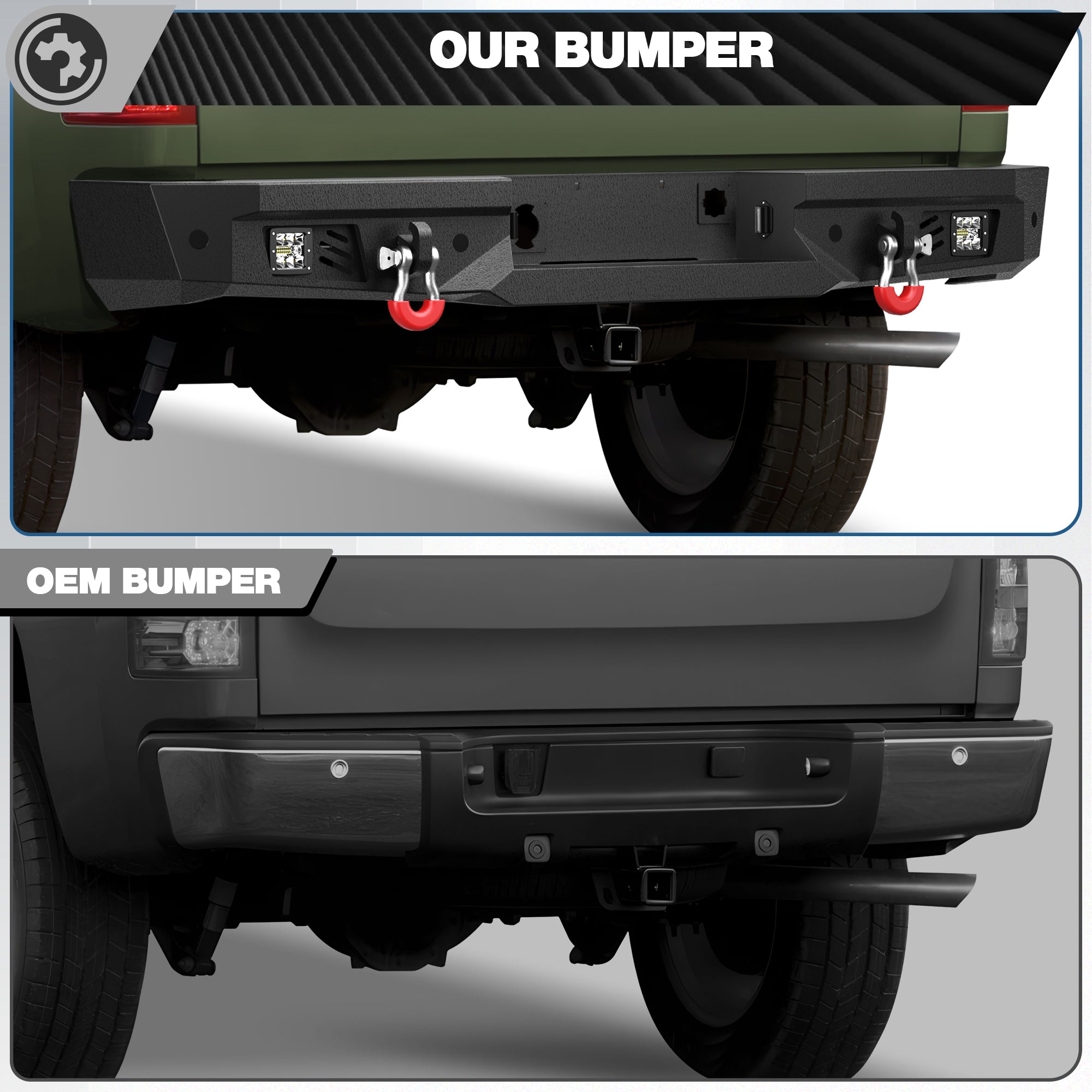 Silverado 1500 Rear Back Bumper for 2007 2008 2009 2010 2011 2012 2013 Silverado/Sierra 1500 Truck Steel Rear Bumper