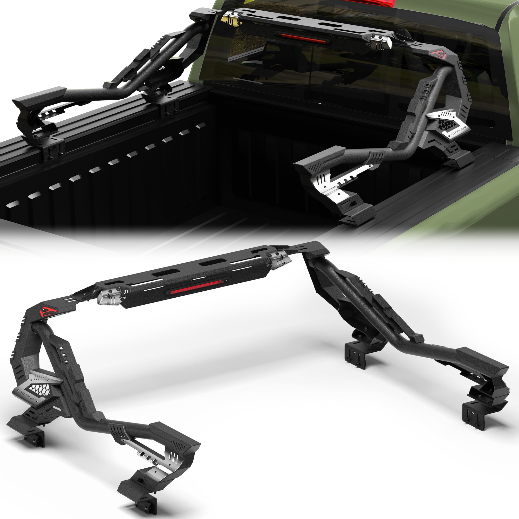 Truck Roll Bar for Full-Size Trucks, Adjustable High Clearance Carbon Steel Truck Bed Rack & Chase Rack Compatible with Ford F-150, F-250, F-350, Chevy Silverado, GMC Sierra, Ram 1500/2500/3500, Toyota Tundra & Nissan Titan