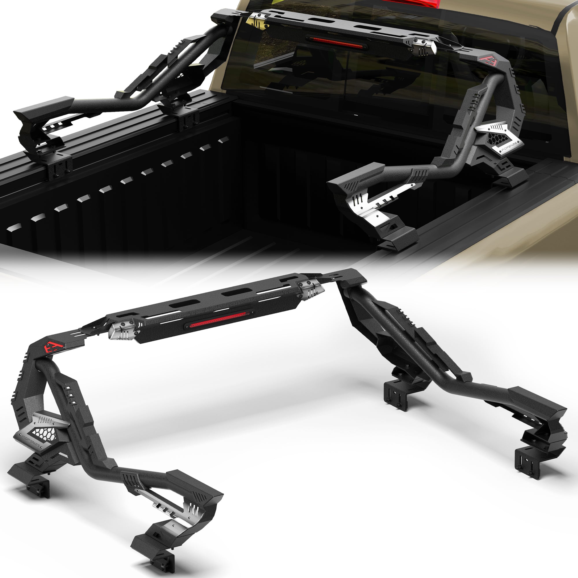 Truck Roll Bar for Full-Size Trucks, Adjustable High Clearance Carbon Steel Truck Bed Rack & Chase Rack Compatible with Ford F-150, F-250, F-350, Chevy Silverado, GMC Sierra, Ram 1500/2500/3500, Toyota Tundra & Nissan Titan