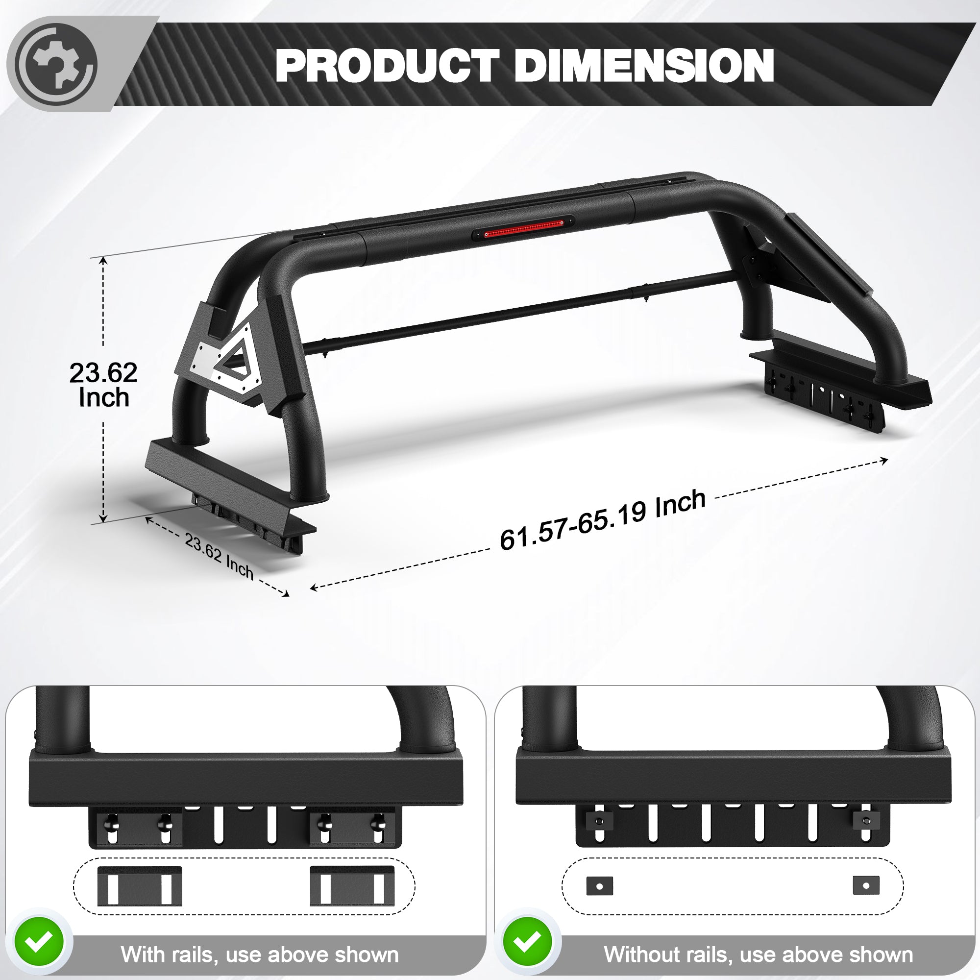 Truck Roll Bar for Full-Size Trucks, Heavy Duty Steel Chase Rack & Truck Bed Rack with Cab Protection for Ford F-150, Super Duty, Chevy Silverado, GMC Sierra, Ram, Toyota Tundra & Nissan Titan