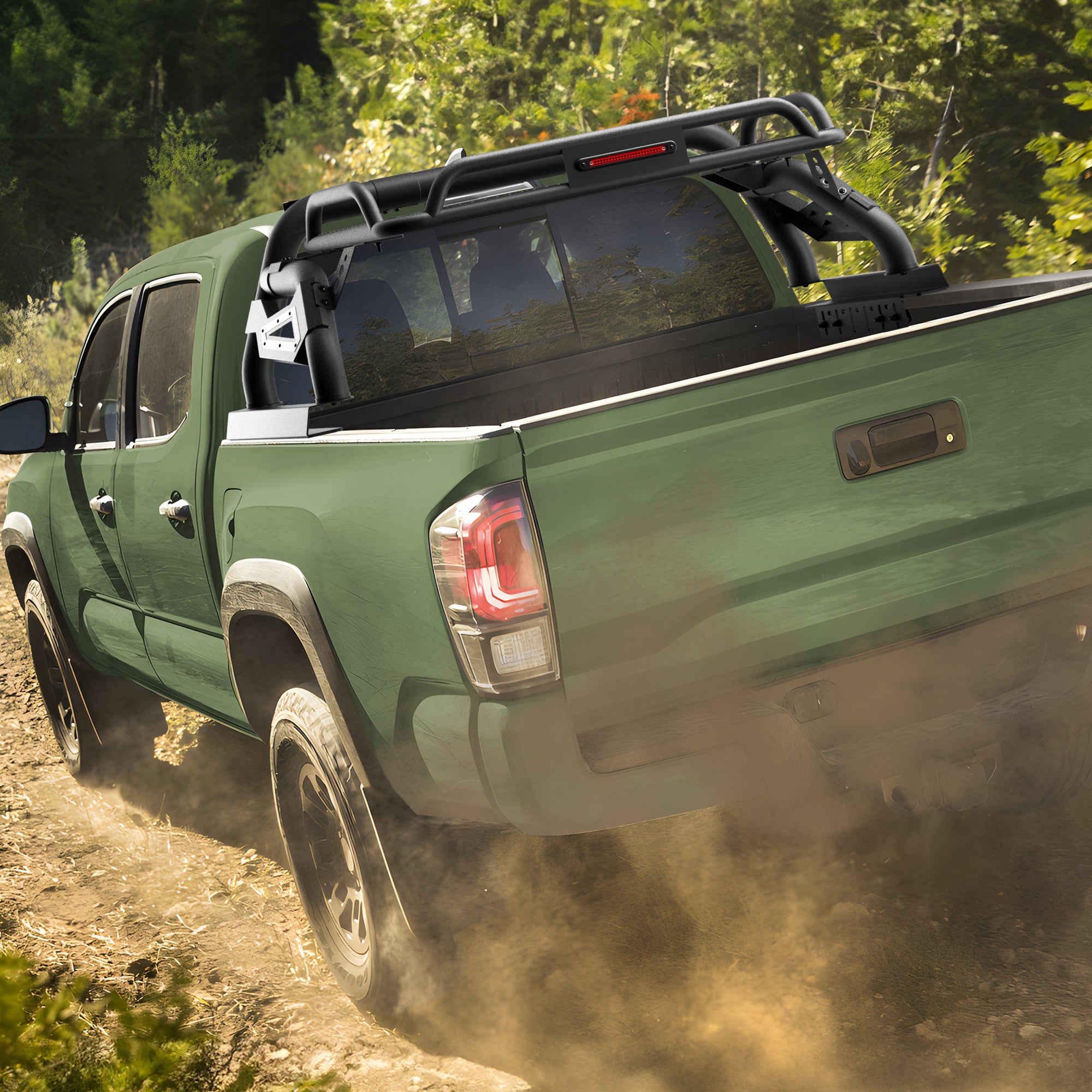 Truck Roll Bar with Cargo Basket for Mid-Size Trucks, Overland Sport Bar Bed Rack