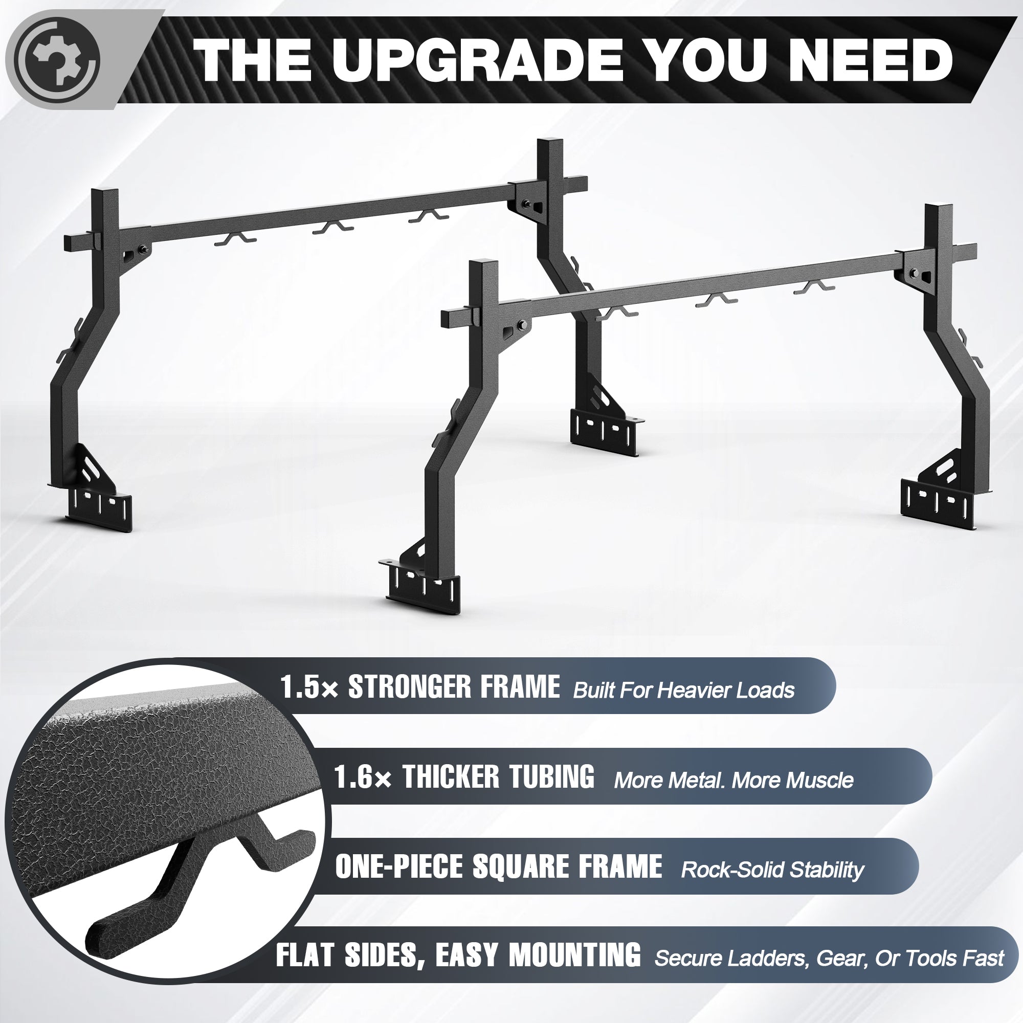 Universal Truck Bed Rack for Pickup Trucks, Heavy Duty Adjustable Ladder Rack for Kayak, Bike & Rooftop Tent, No-Drill Cargo Rack with 1000 lbs Capacity