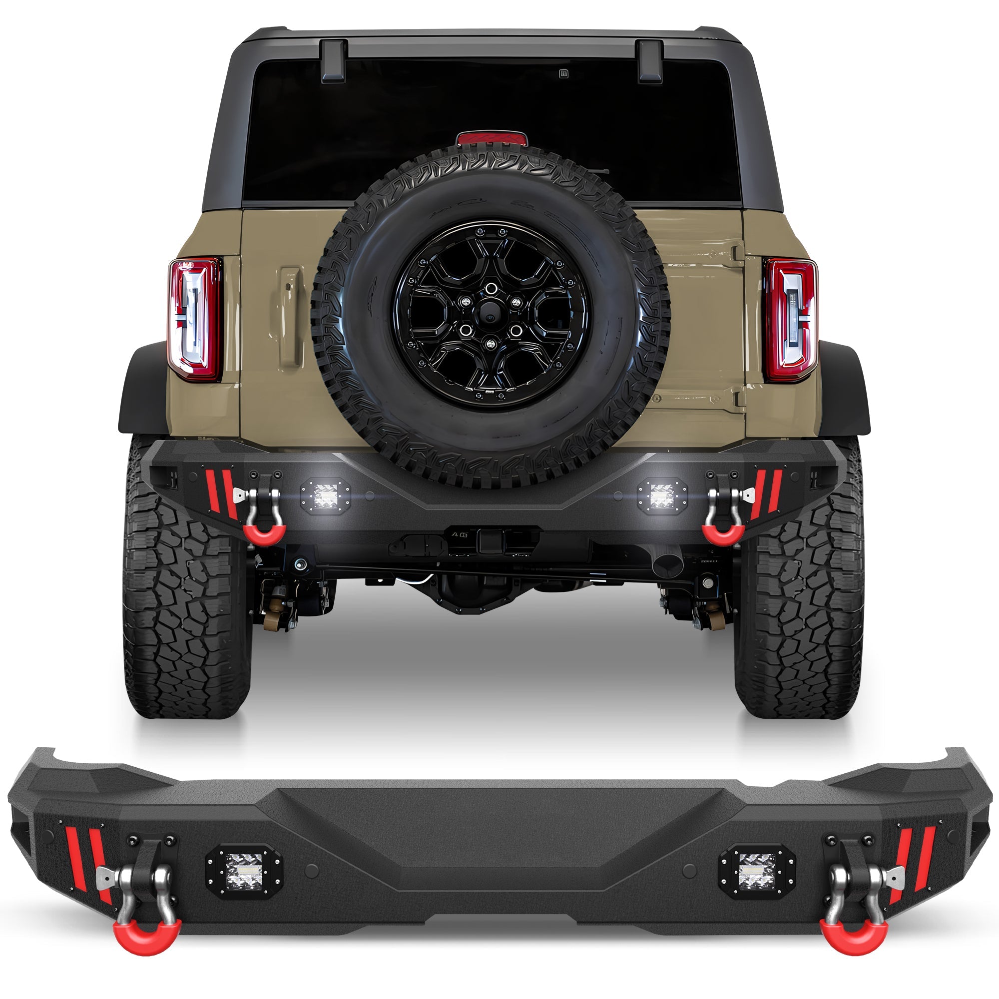 Bronco Rear Bumper Compatible with Ford Bronco 2021 2022 2023 2024 2025 - nadiaauto