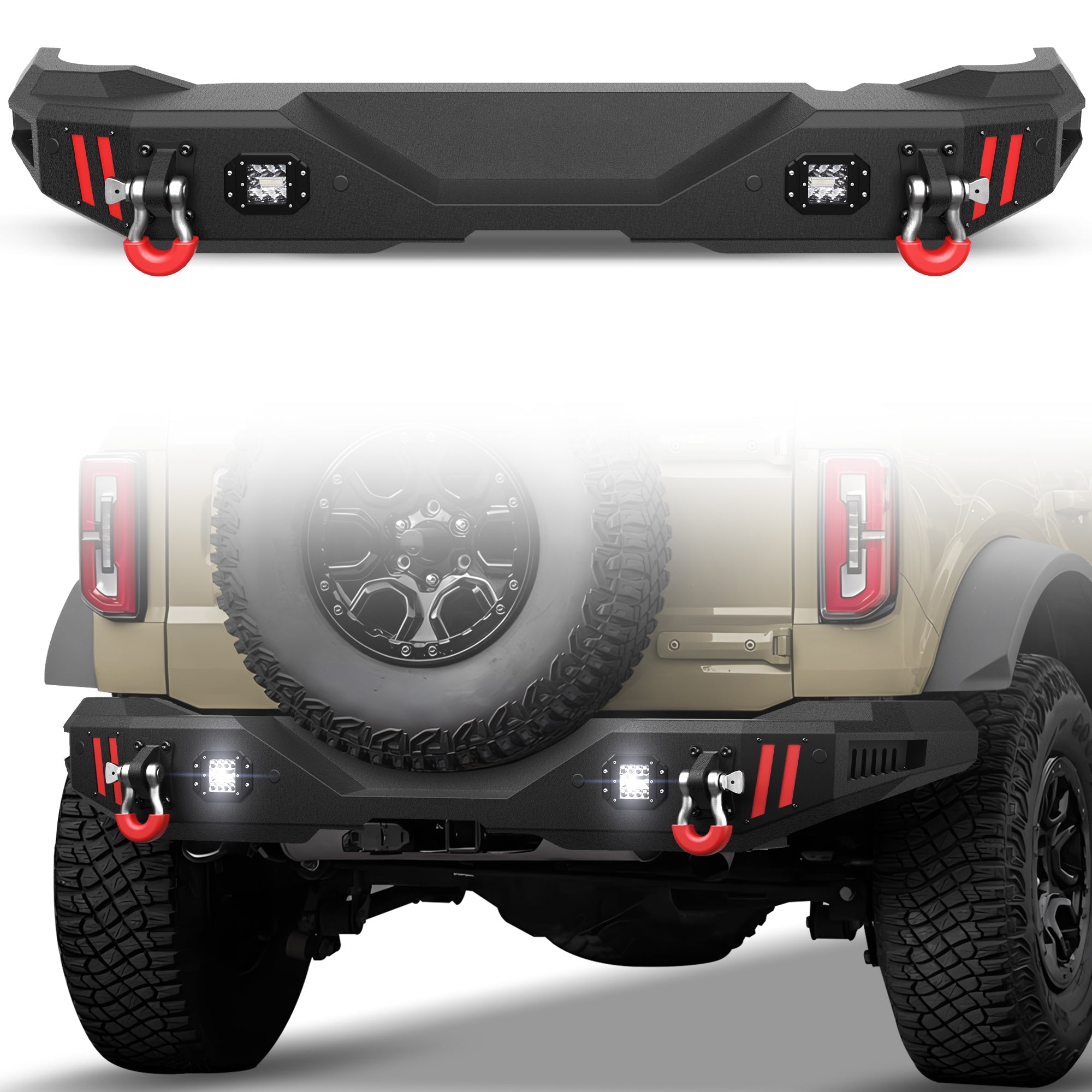 Bronco Rear Bumper Compatible with Ford Bronco 2021 2022 2023 2024 2025 - nadiaauto