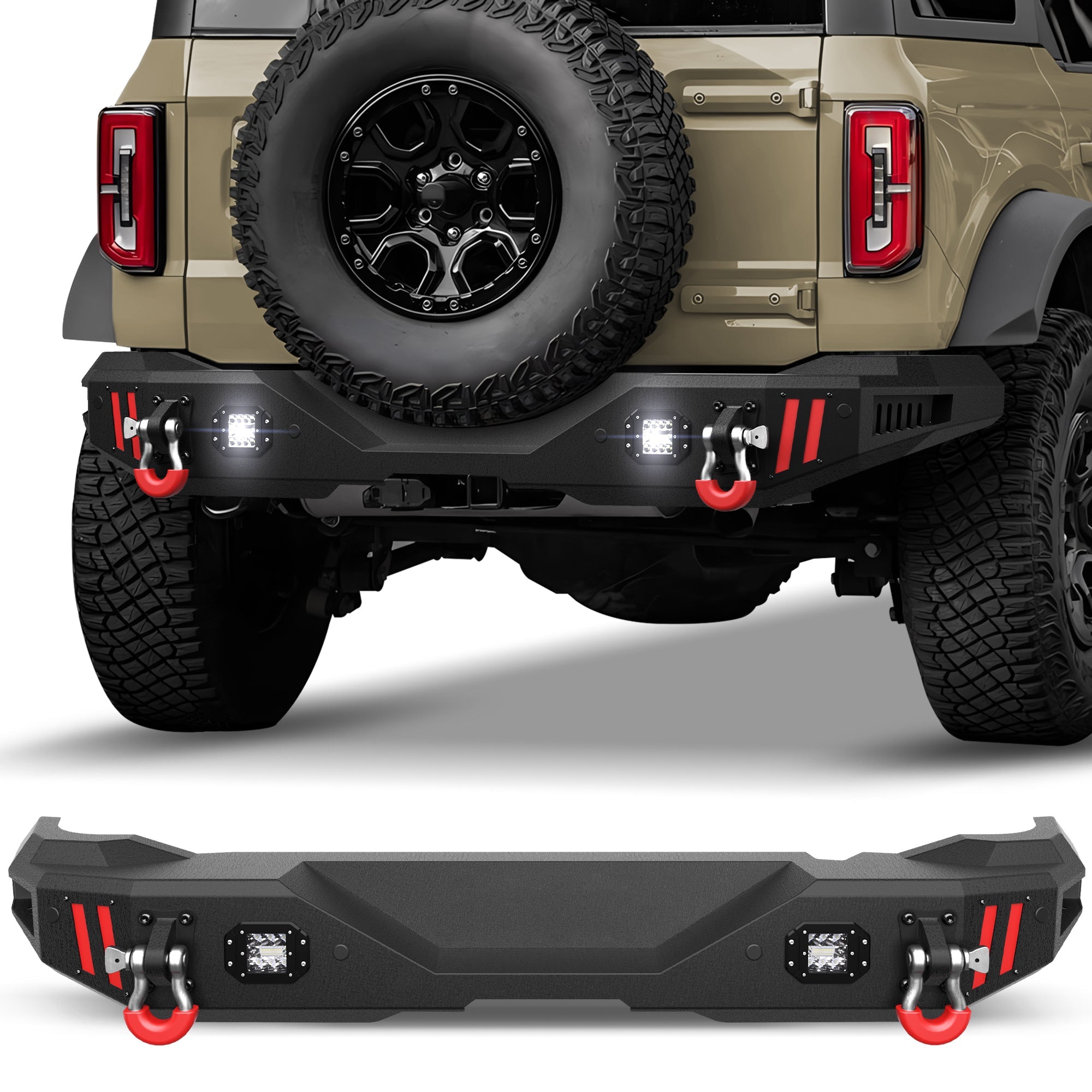 Bronco Rear Bumper Compatible with Ford Bronco 2021 2022 2023 2024 2025 - nadiaauto