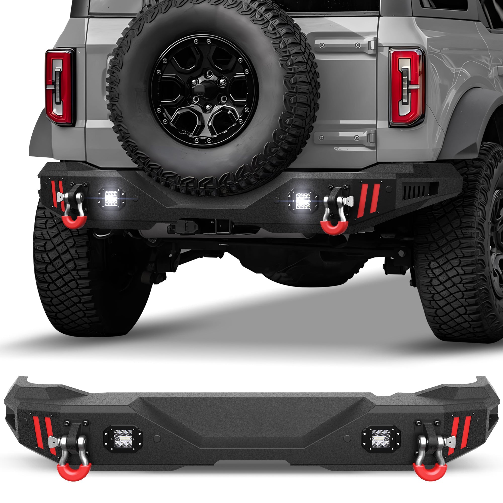 Bronco Rear Bumper Compatible with Ford Bronco 2021 2022 2023 2024 2025 (Excluding Bronco Sport or Raptor) - nadiaauto