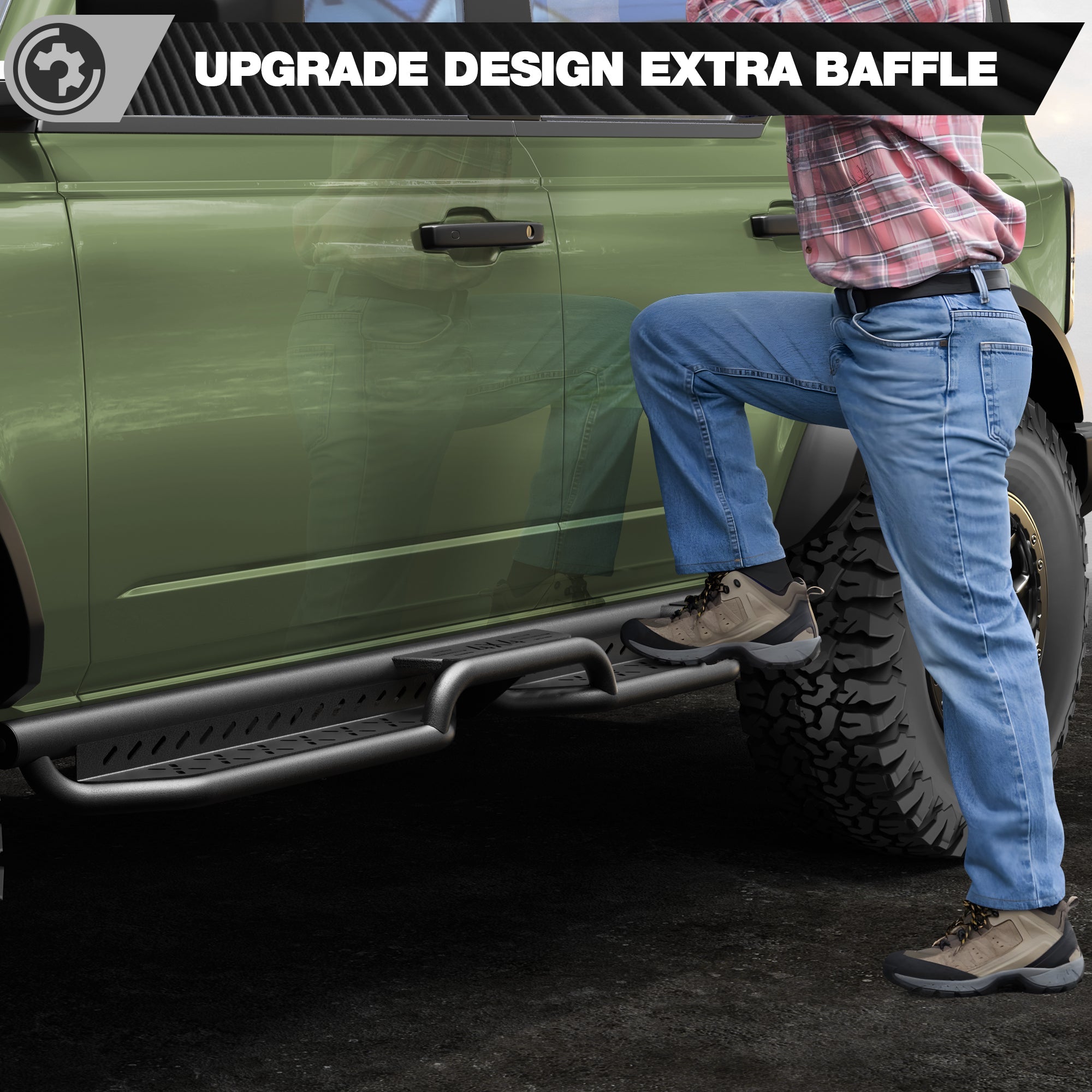 Bronco Running Boards Side Step Compatible Ford Bronco 2021 2022 2023 2024 2025 (Not for Sport) - nadiaauto