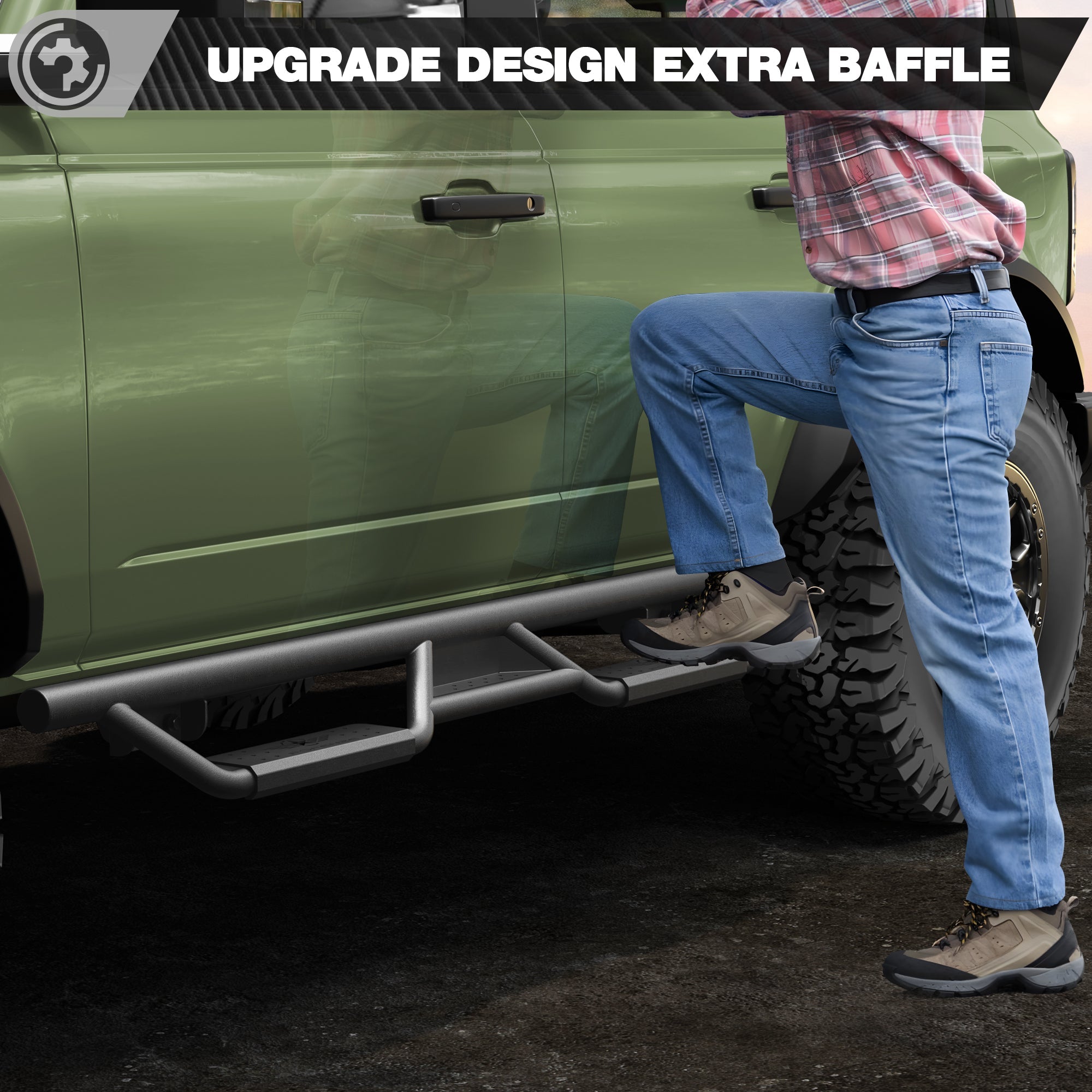 Bronco Running Boards Side Steps Fit 2021 2022 2023 Ford Bronco 4 Door Black Nerf Bars 2 PCS - nadiaauto