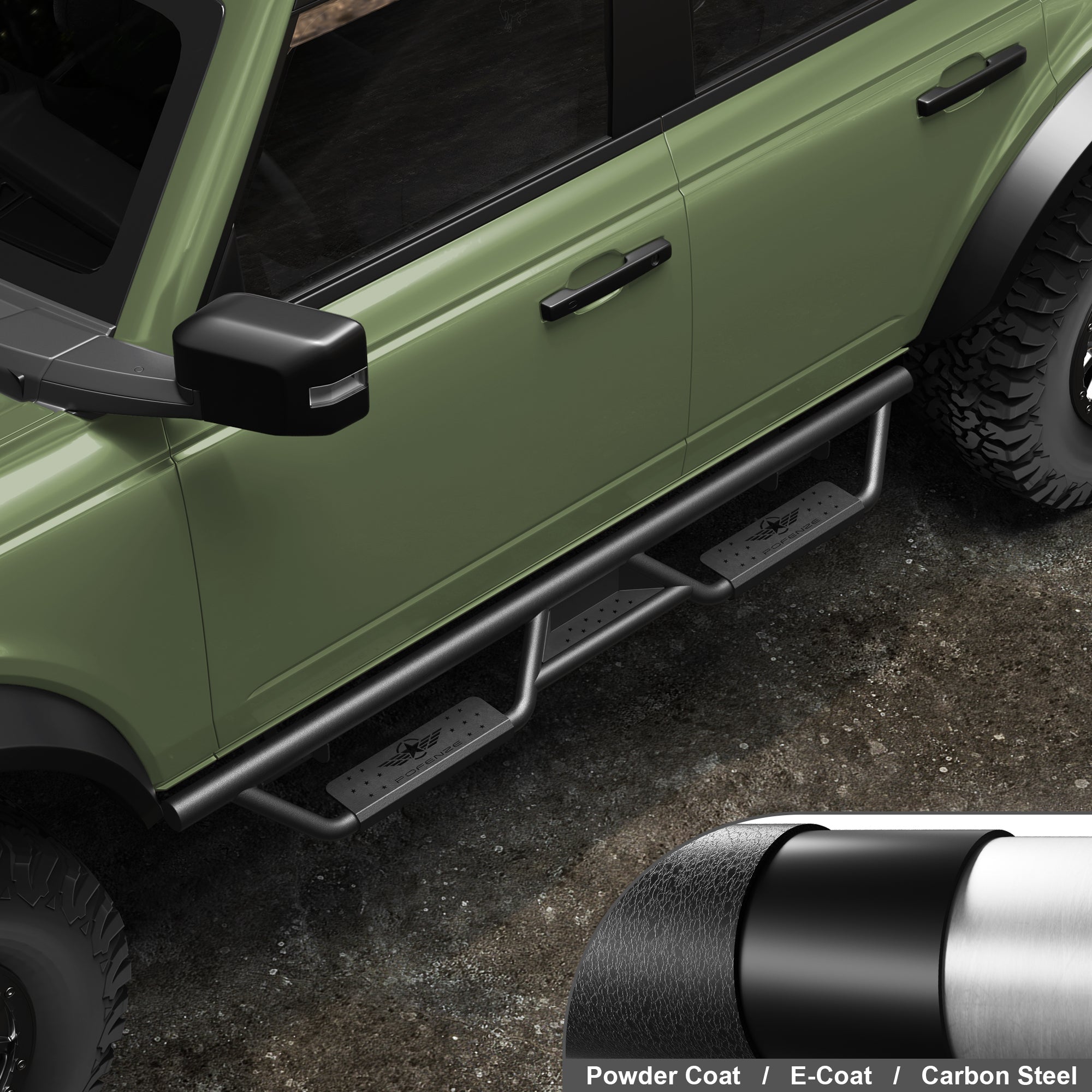Bronco Running Boards Side Steps Fit 2021 2022 2023 Ford Bronco 4 Door Black Nerf Bars 2 PCS - nadiaauto