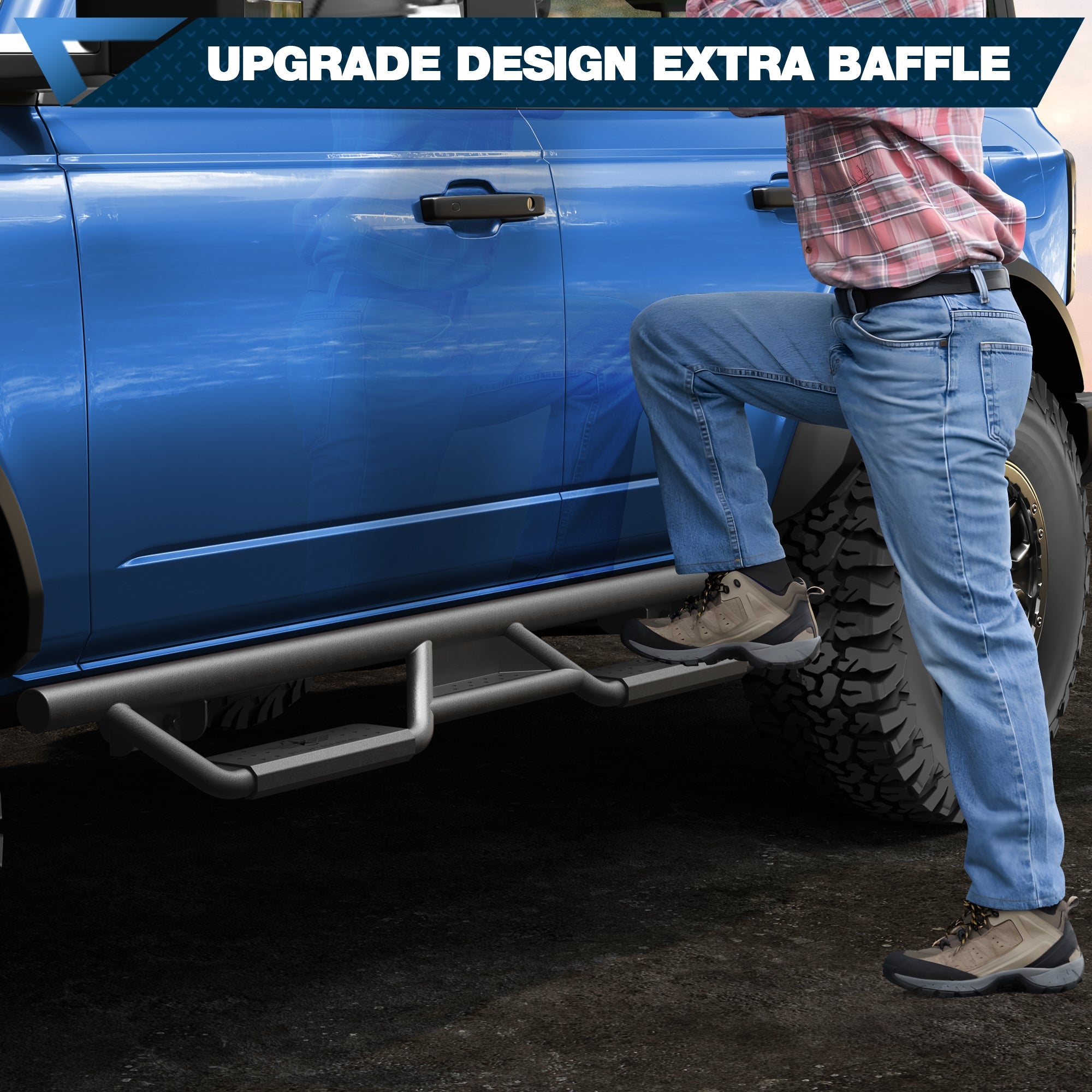 Bronco Running Boards Side Steps Fit 2021 2022 2023 Ford Bronco 4 Door Black Nerf Bars 2 PCS - nadiaauto