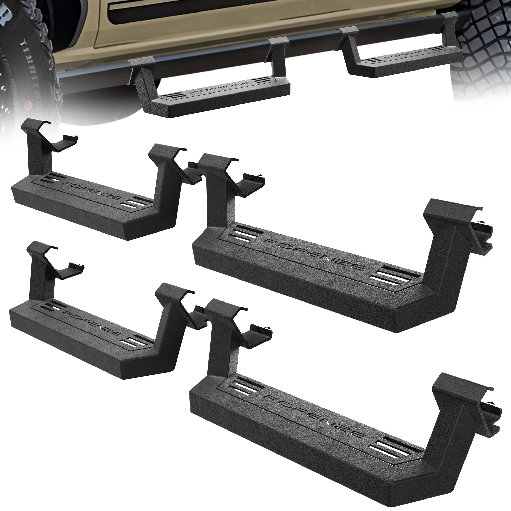 Bronco Running Boards Side Steps Ford Bronco 2021 2022 2023 2024 2025 4-Door/2-Door (4 Packs) - nadiaauto