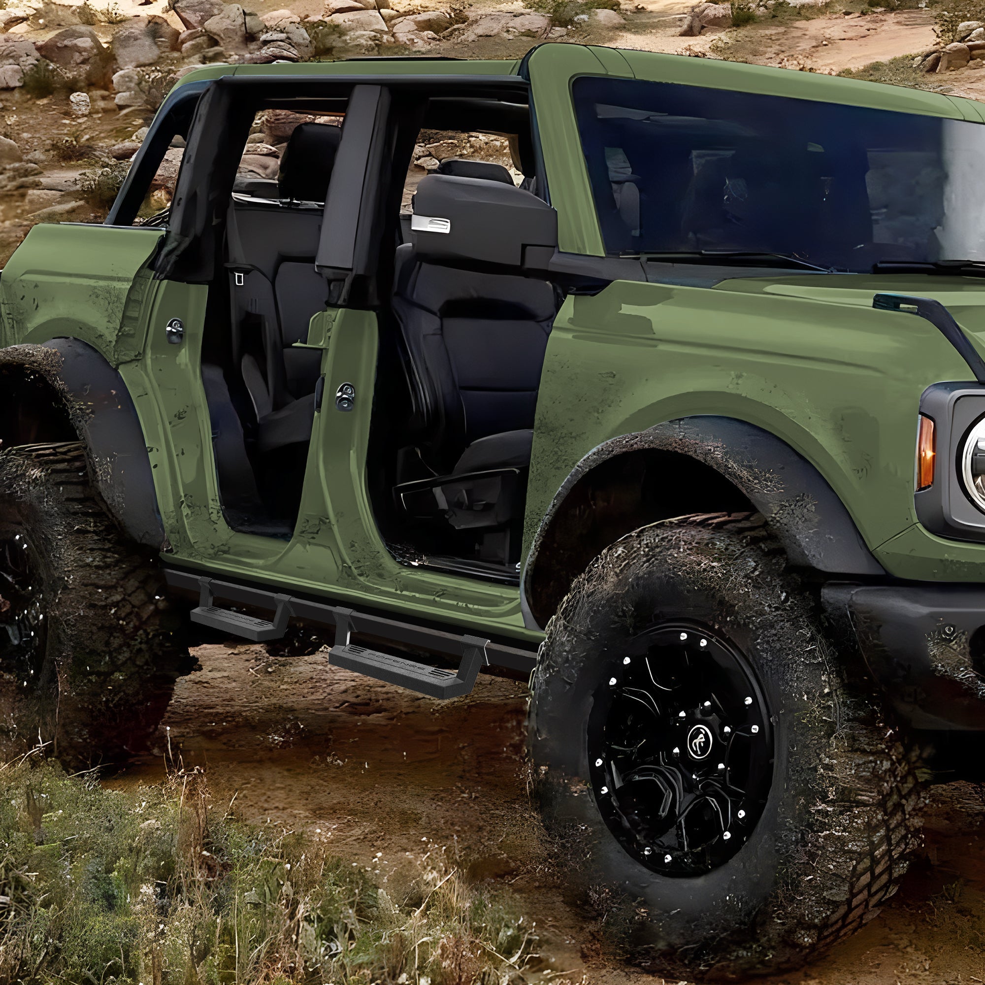 Bronco Running Boards Side Steps Ford Bronco 2021 2022 2023 2024 2025 4-Door/2-Door (4 Packs) - nadiaauto
