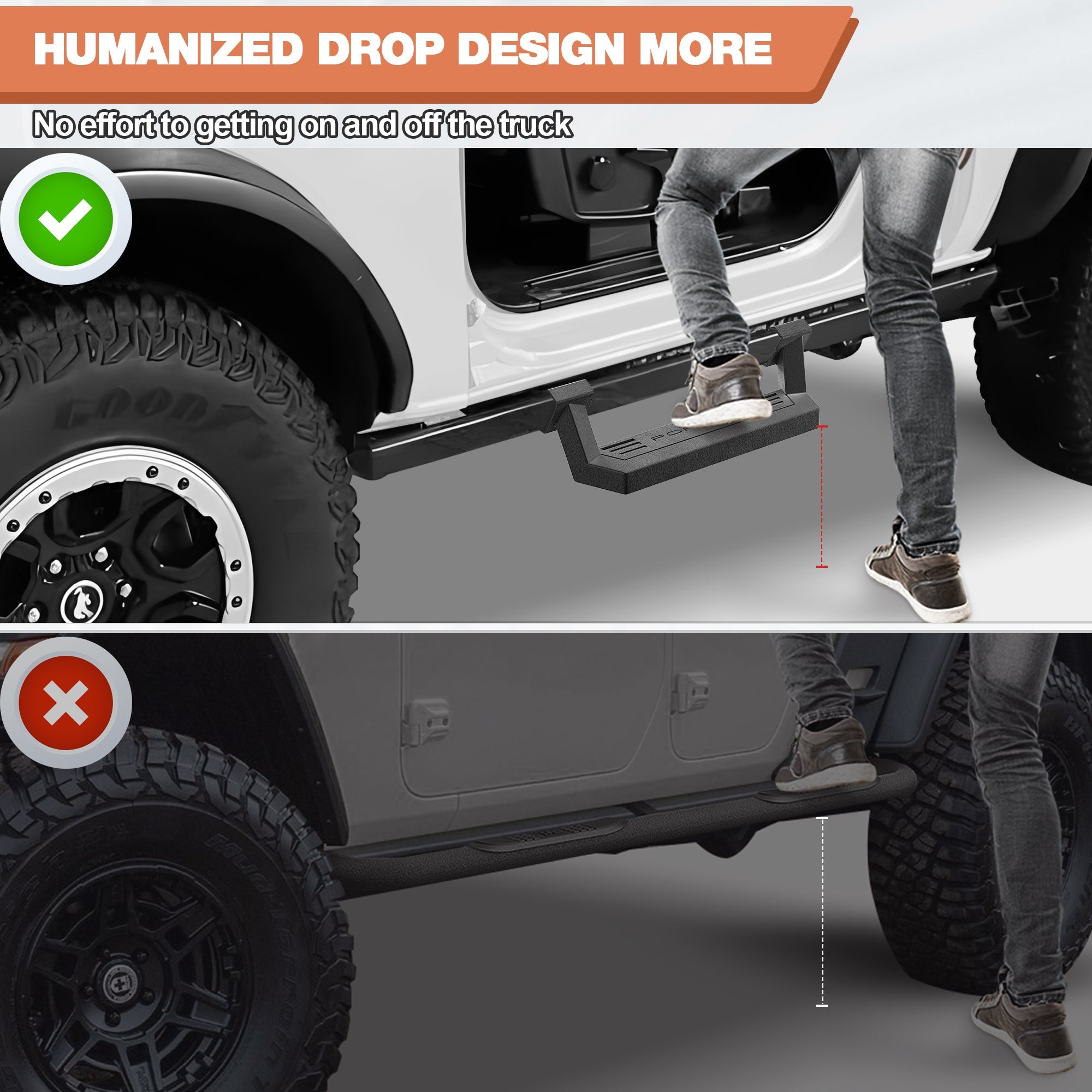 Bronco Side Steps for Rock Rails Compatible with 2021 - 2025 Ford Bronco 2 - Door - nadiaauto