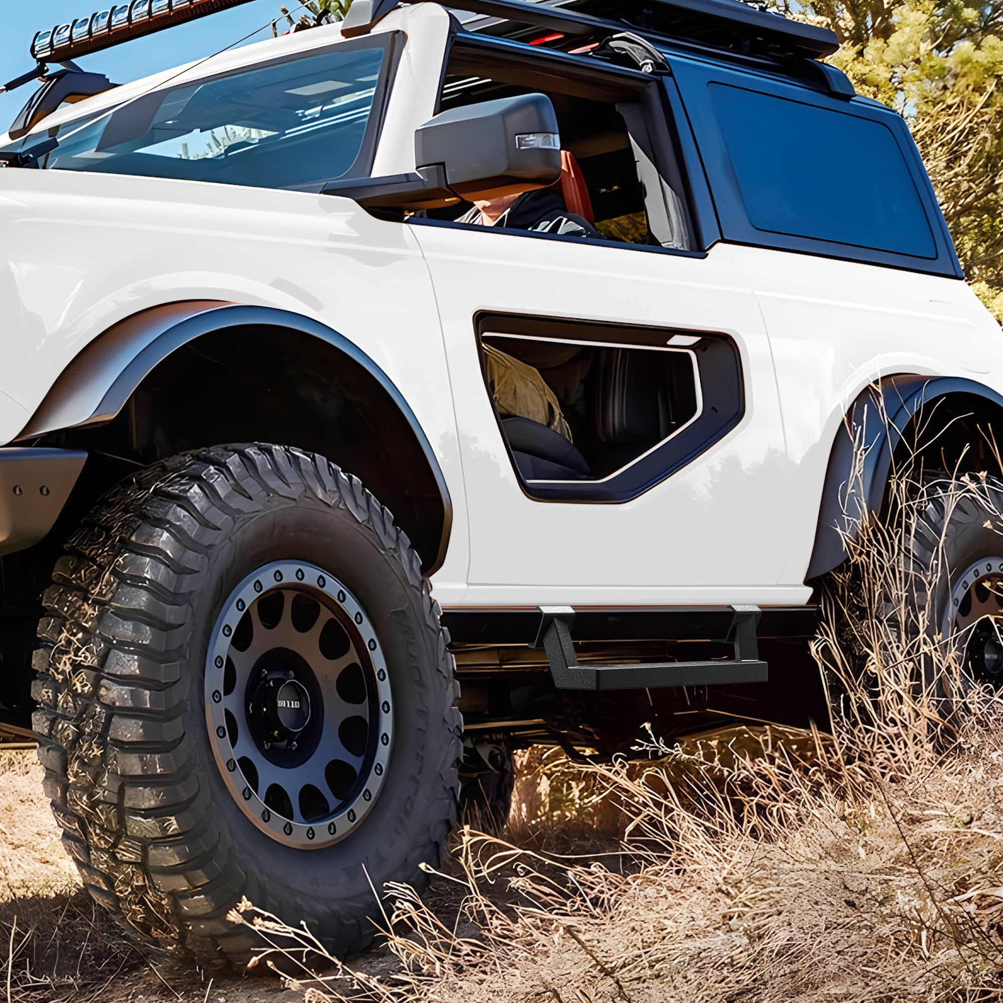 Bronco Side Steps for Rock Rails Compatible with 2021 - 2025 Ford Bronco 2 - Door - nadiaauto