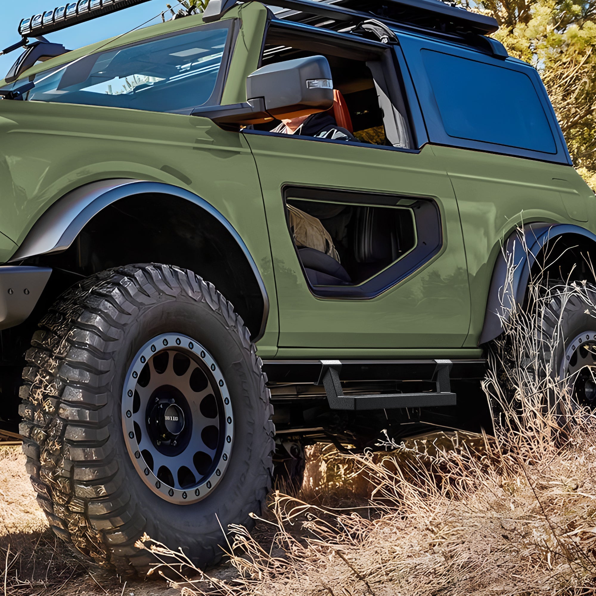 Bronco Side Steps for Rock Rails Compatible with 2021-2025 Ford Bronco 2-Door - nadiaauto