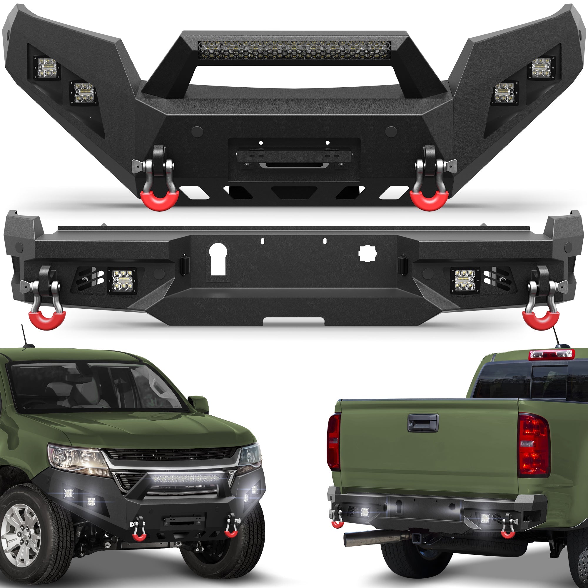 Chevy Colorado Bumper Set for 2015 2016 2017 2018 2019 2020 Colorado Pickup Trucks (Excluding ZR2) - nadiaauto