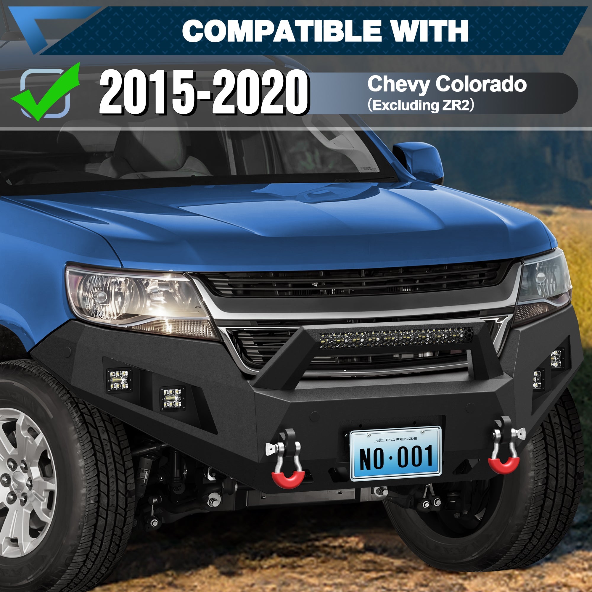 Chevy Colorado Bumper Set for 2015 2016 2017 2018 2019 2020 Colorado Pickup Trucks (Excluding ZR2) - nadiaauto