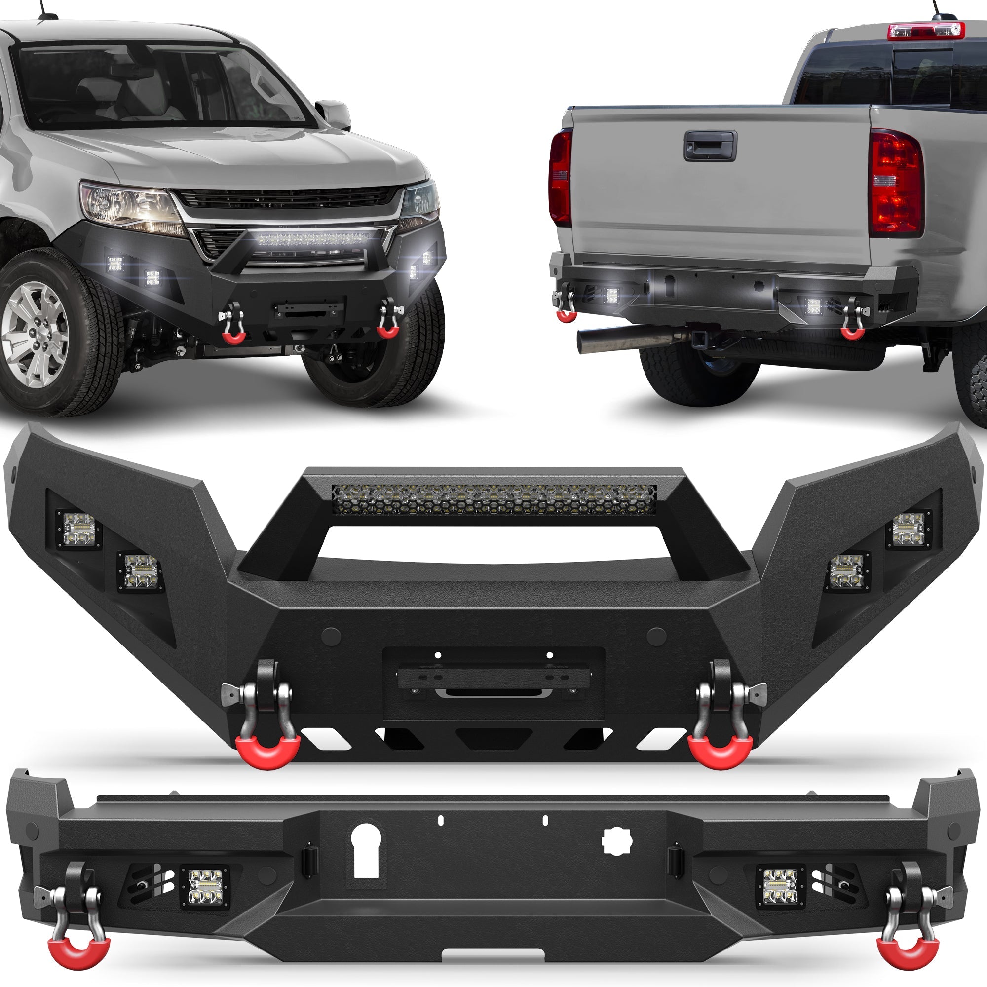 Chevy Colorado Bumper Set for 2015 2016 2017 2018 2019 2020 Colorado Pickup Trucks (Excluding ZR2) - nadiaauto