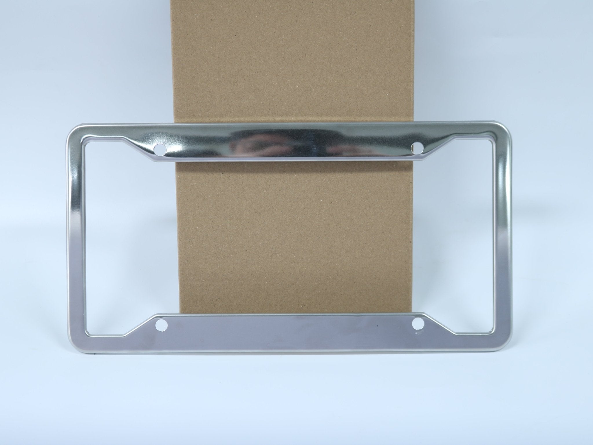 Chrome Stainless Steel License Plate Frame Universal Fit US & Canada, Rustproof Car Plate Holder with Screw Caps - nadiaauto