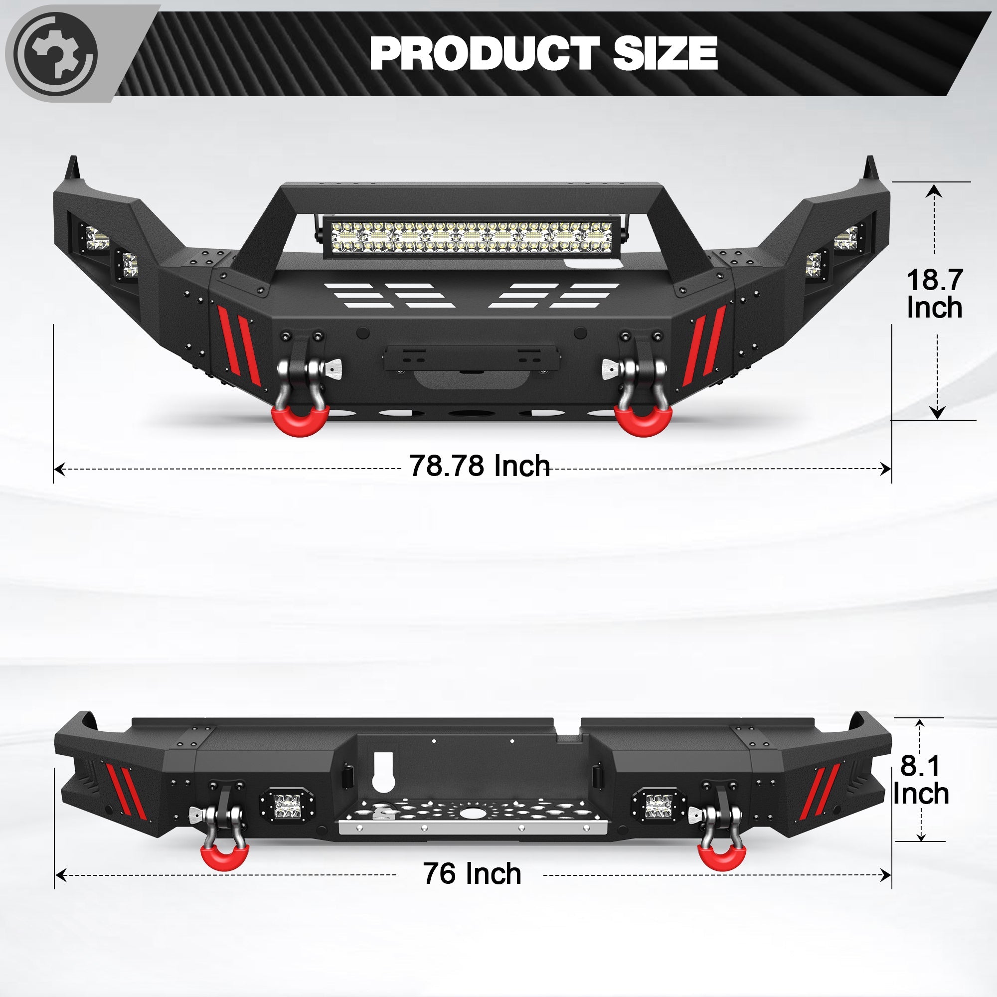 Durable Bumpers for Ram 1500, Fit 2013-2018 & 2019-2024 Classic, Winch Plate, Bright LED - nadiaauto