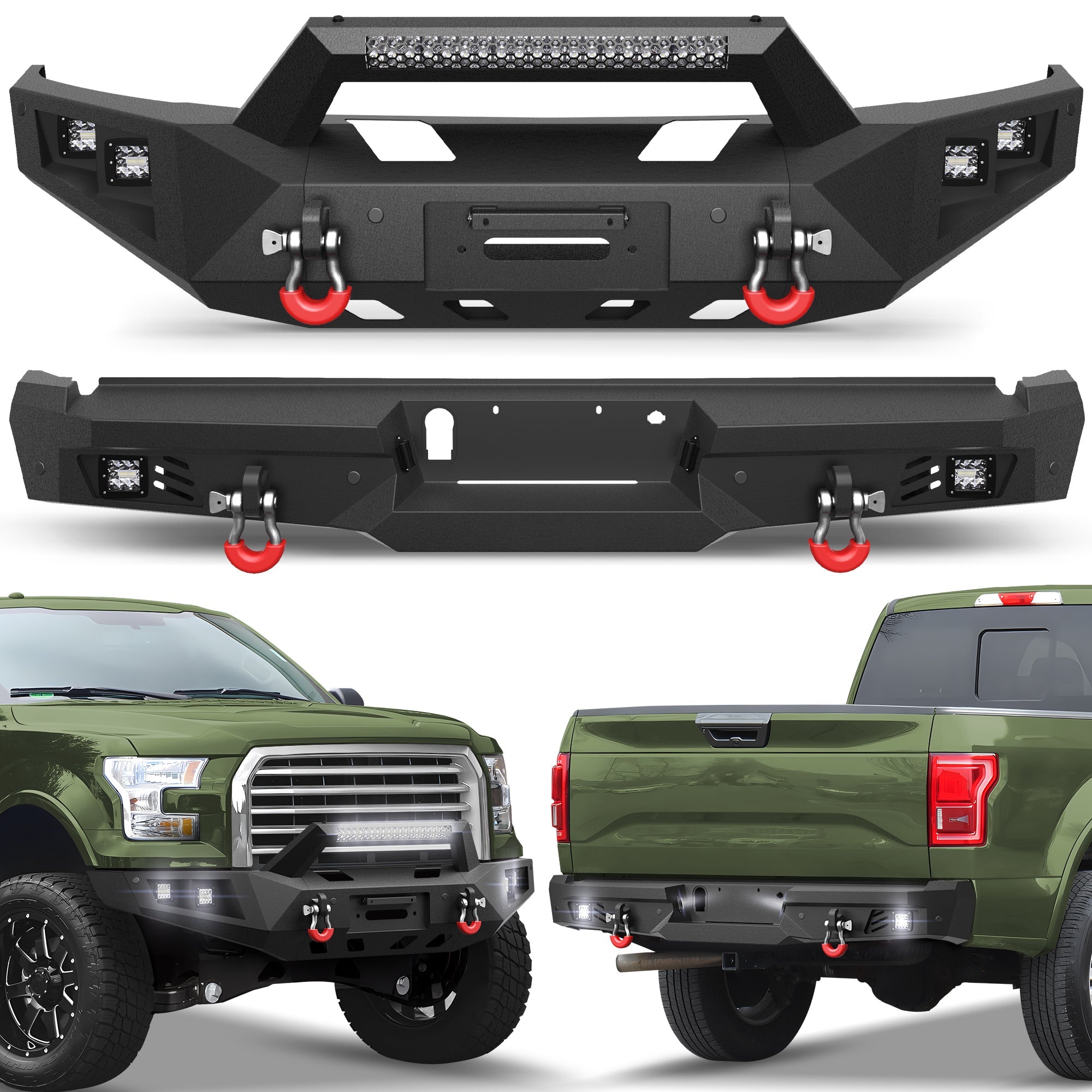 F150 Front and Rear Bumper for 2015 2016 2017 Ford F150 (Excluding Raptor and Ecoboost) - nadiaauto