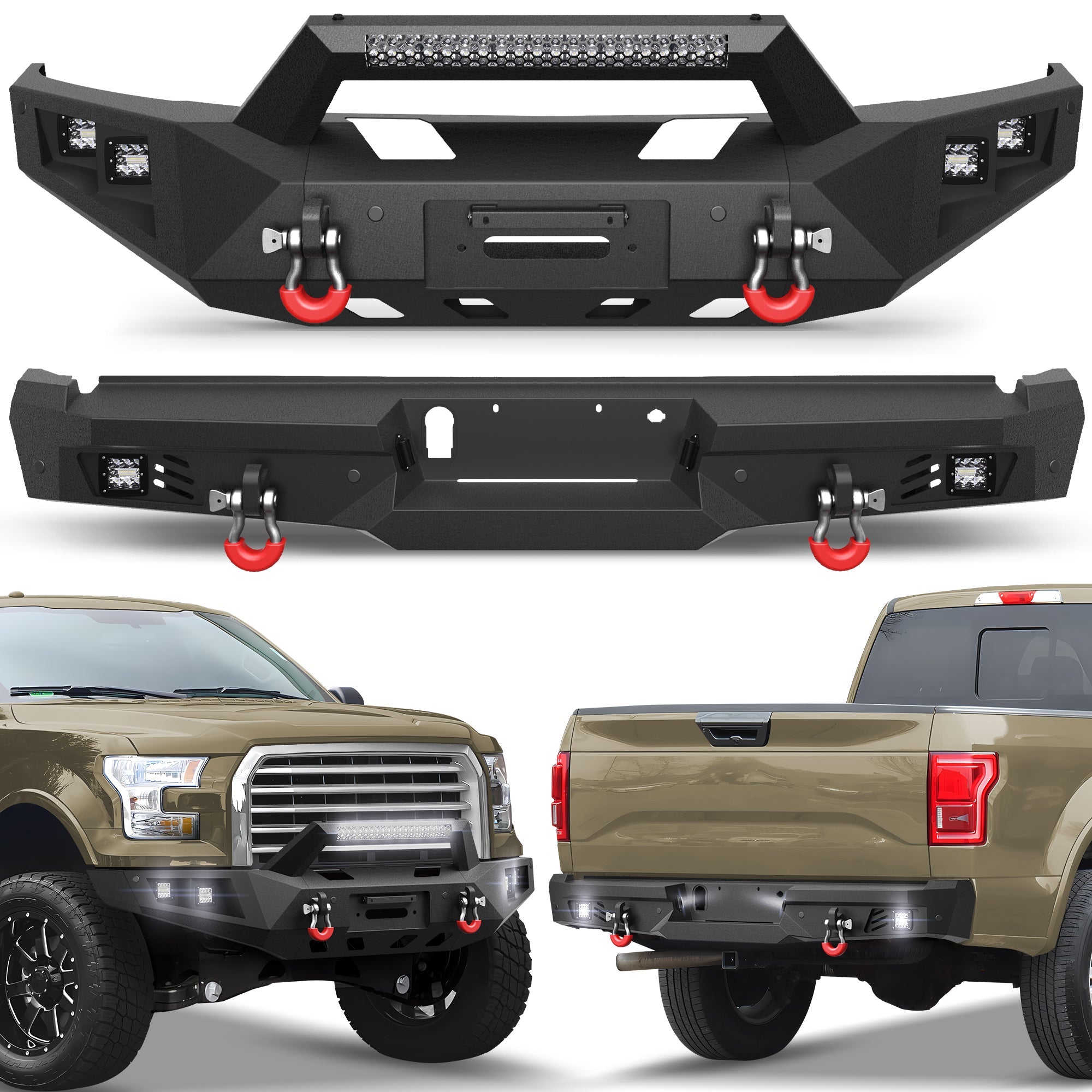 F150 Front and Rear Bumper for 2015 2016 2017 Ford F150 (Excluding Raptor and Ecoboost) - nadiaauto