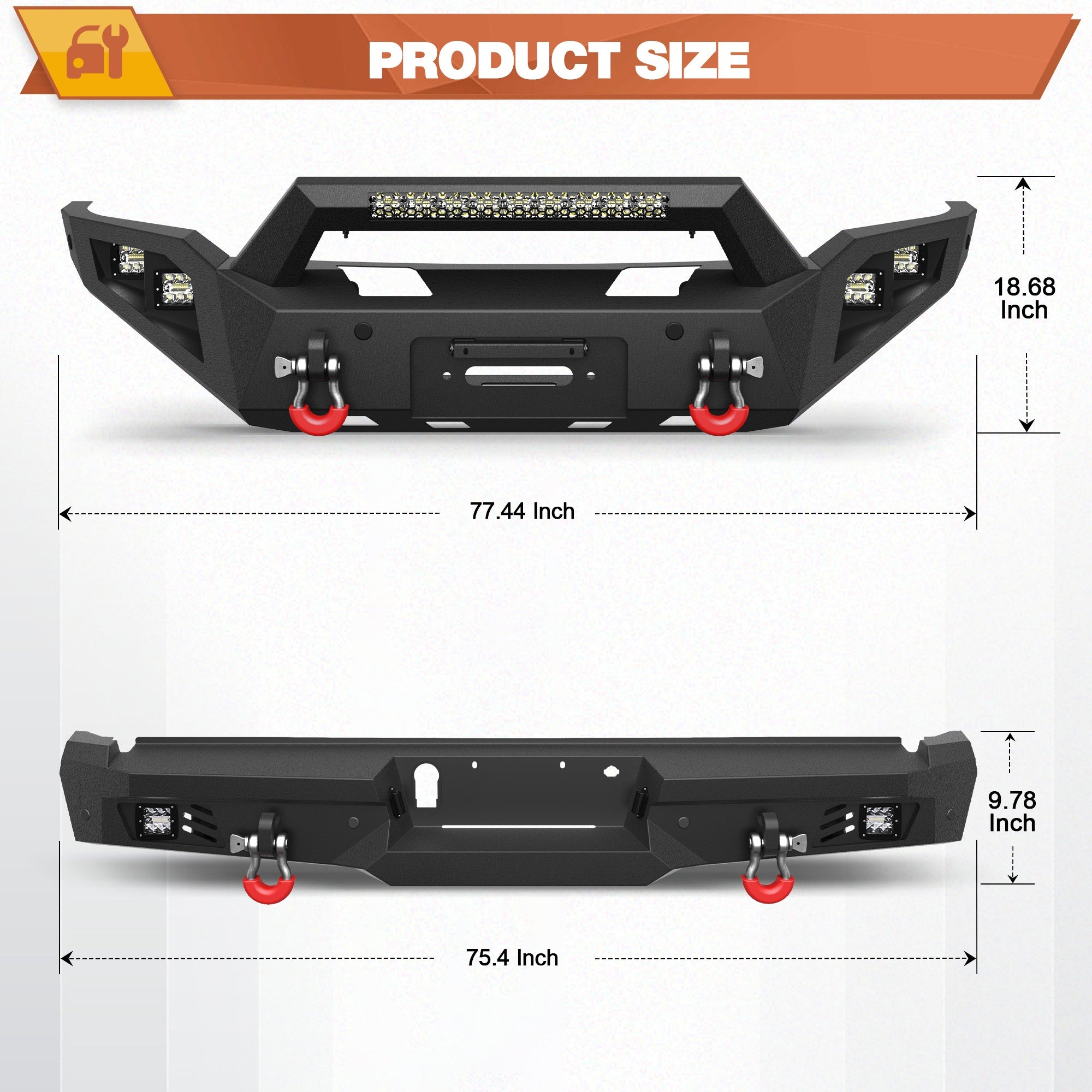F150 Front and Rear Bumper Set for 2018 2019 2020 Ford F150 Pickup Truck (Not Fit Raptor) - nadiaauto
