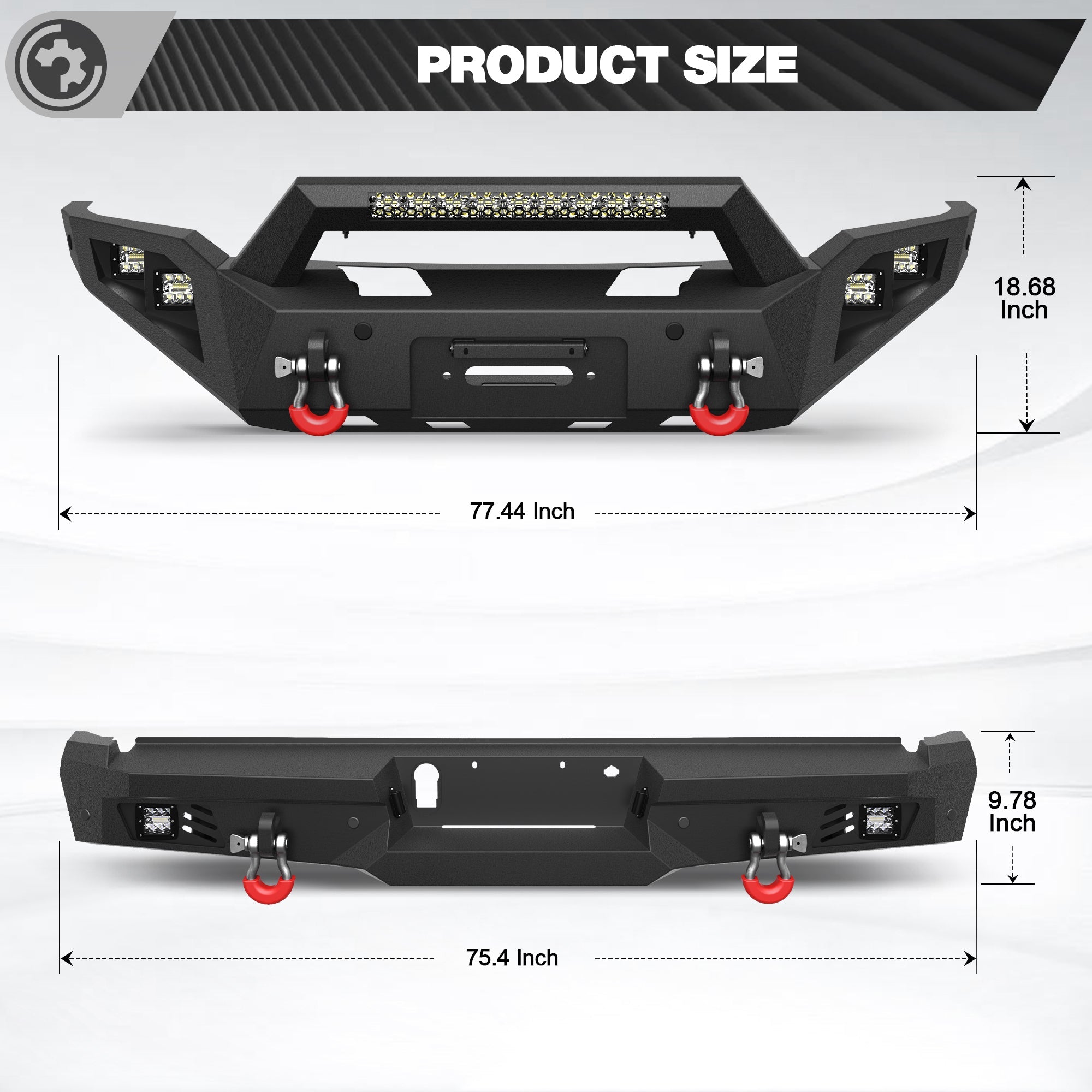 F150 Front and Rear Bumper Set for 2018 2019 2020 Ford F150 Pickup Truck (Not Fit Raptor) - nadiaauto
