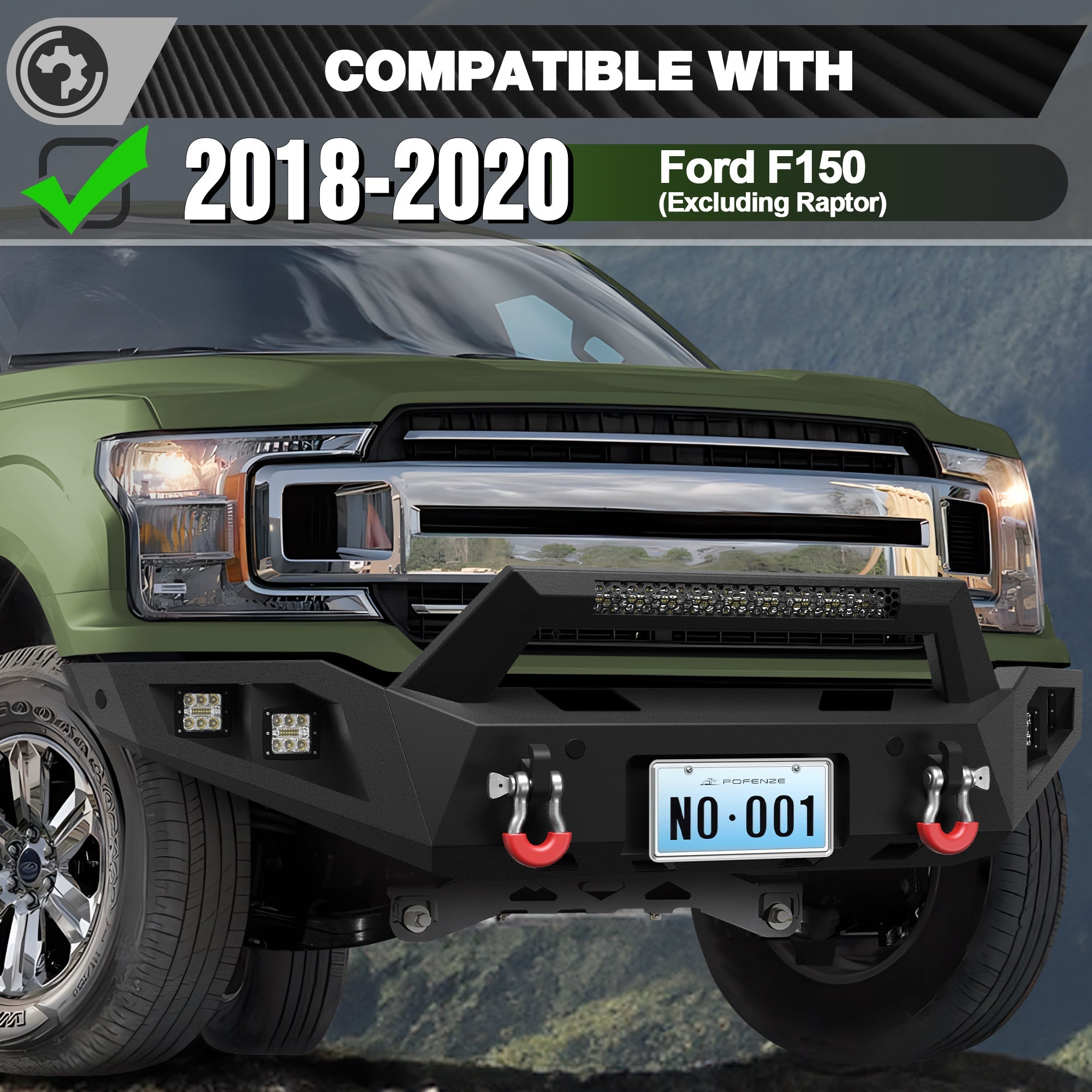 F150 Front and Rear Bumper Set for 2018 2019 2020 Ford F150 Pickup Truck (Not Fit Raptor) - nadiaauto