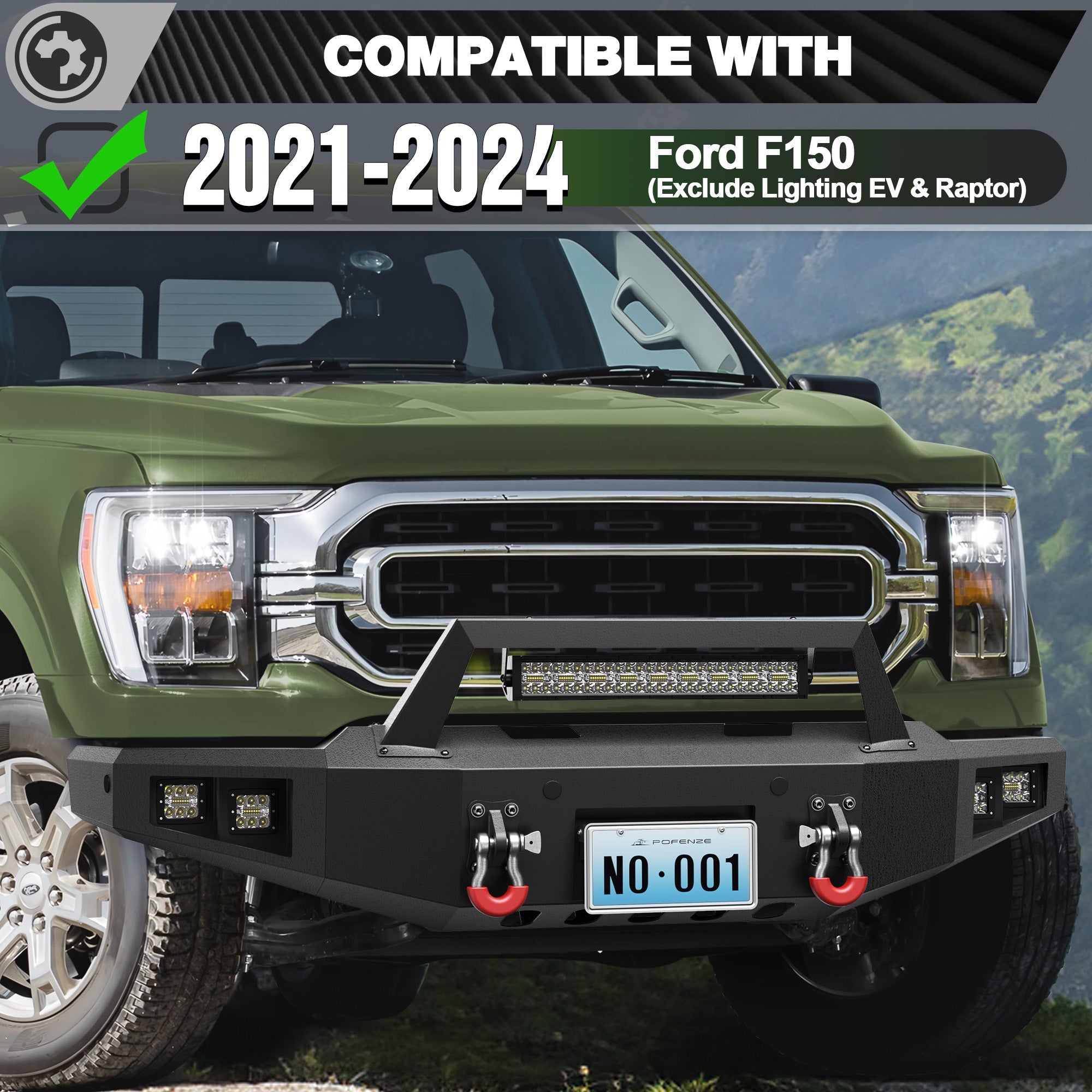 F150 Front Bumper Fits 2021 2022 2023 2024 Ford F150 w/Winch Plate (Excluding Lighting EV & Raptor) - nadiaauto