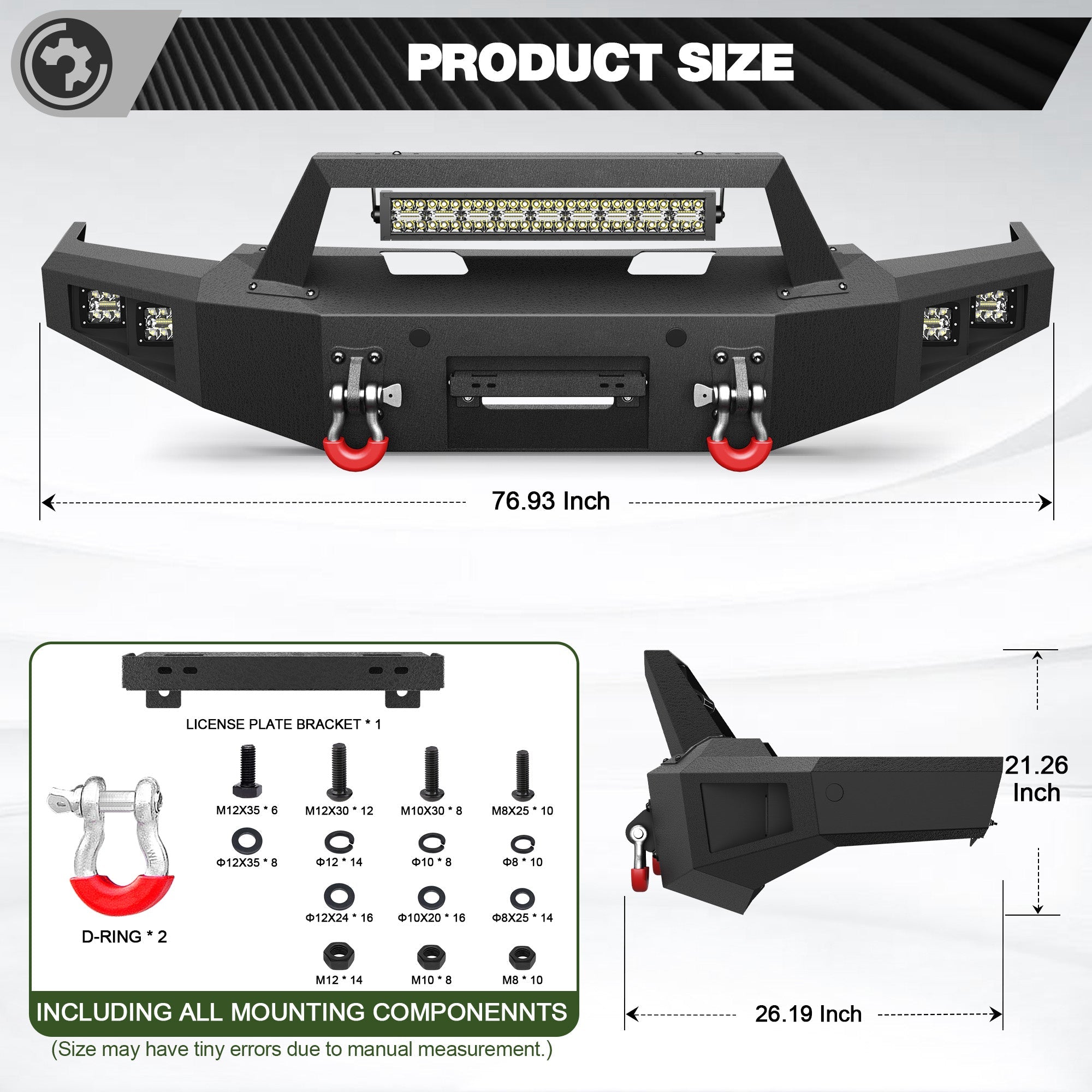 F150 Front Bumper Fits 2021 2022 2023 2024 Ford F150 w/Winch Plate (Excluding Lighting EV & Raptor) - nadiaauto
