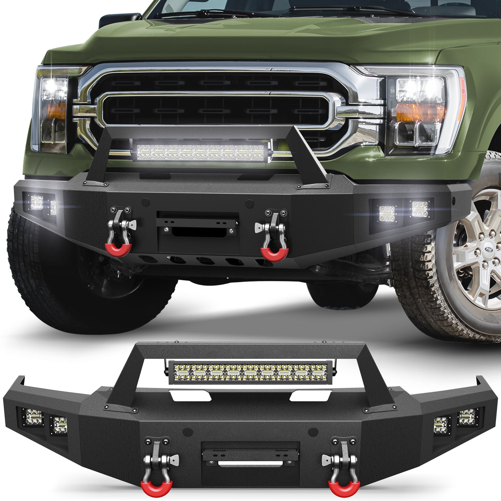 F150 Front Bumper Fits 2021 2022 2023 2024 Ford F150 w/Winch Plate (Excluding Lighting EV & Raptor) - nadiaauto