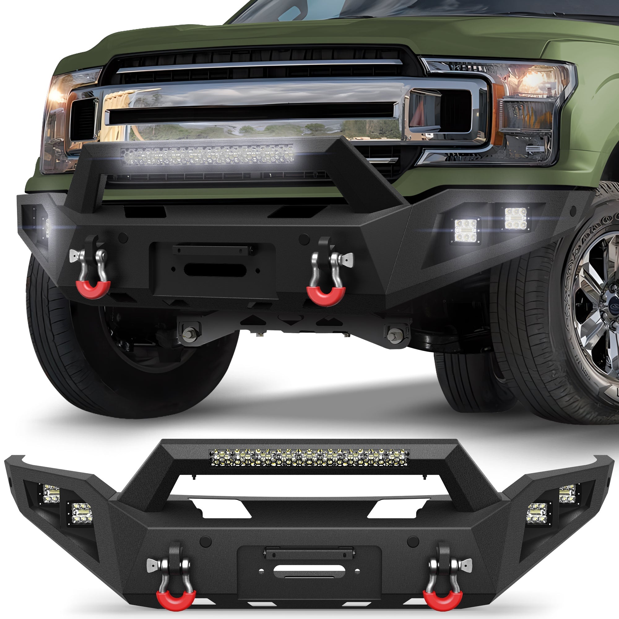 F150 Front Bumper for 2018 2019 2020 Ford F150 Pickup Trucks (Excluding Raptor) - nadiaauto